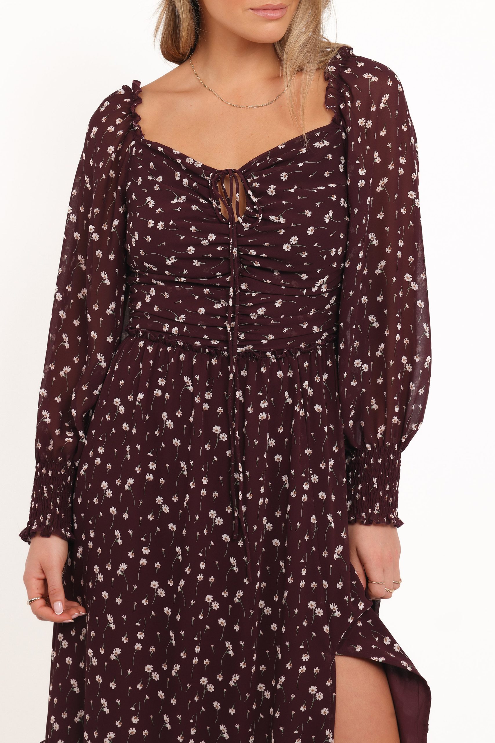 Keziah Long Sleeve Maxi Dress - Burgundy Floral - Image 6