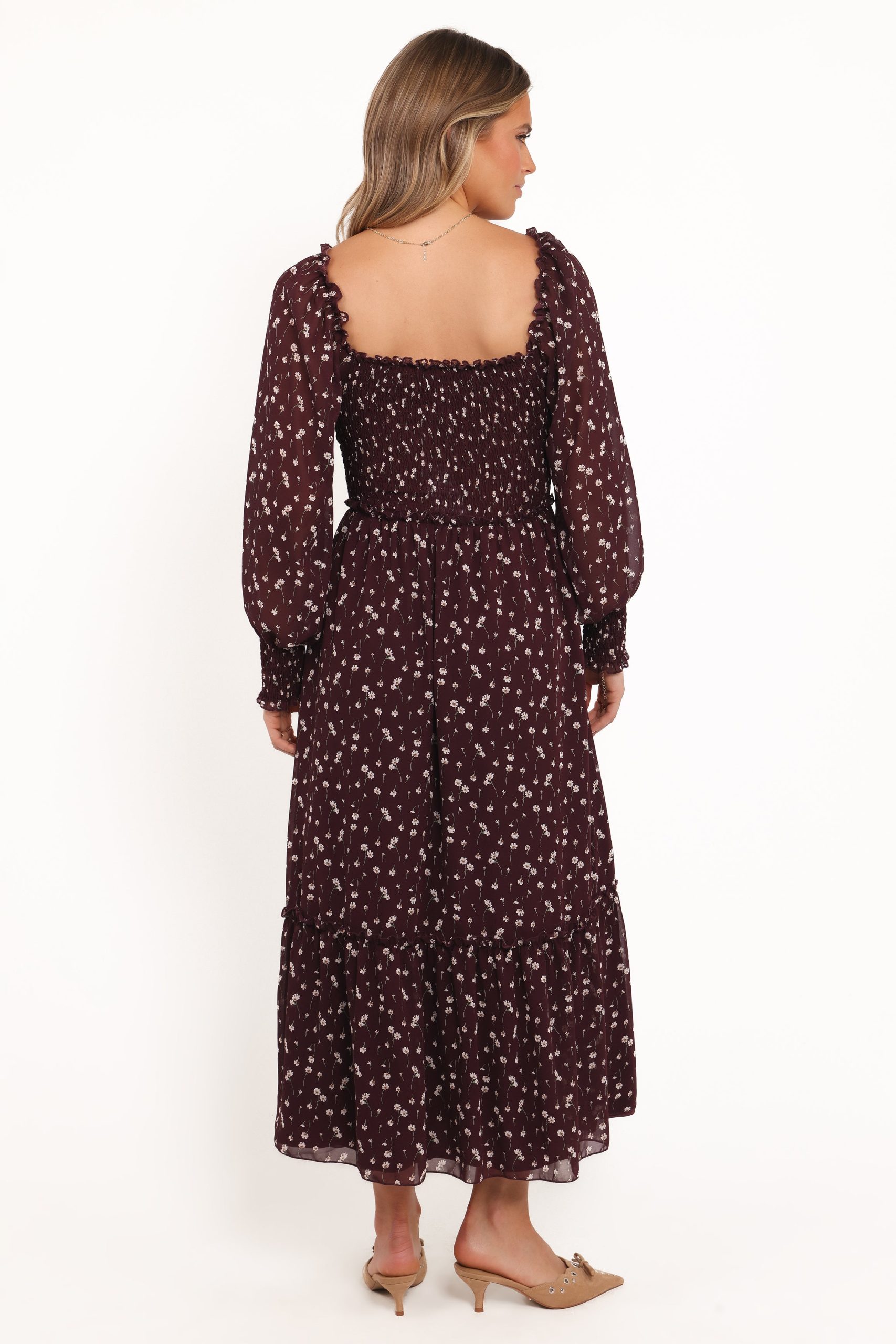 Keziah Long Sleeve Maxi Dress - Burgundy Floral - Image 5