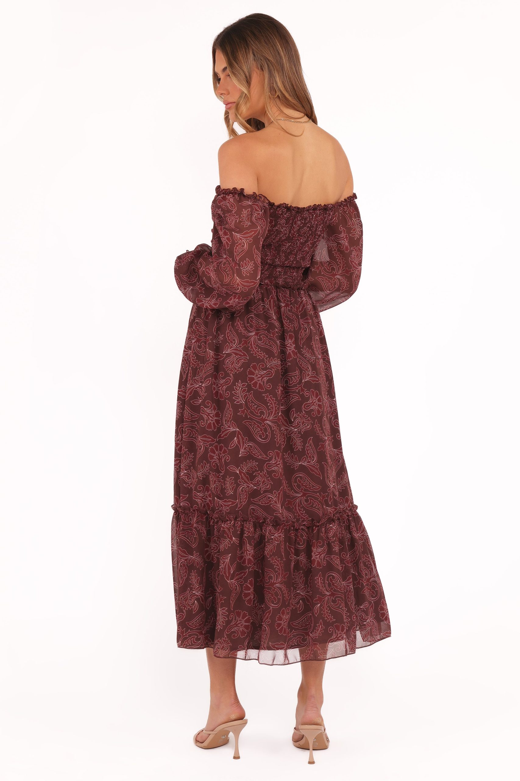Keziah Long Sleeve Maxi Dress - Burgundy Paisley - Image 5