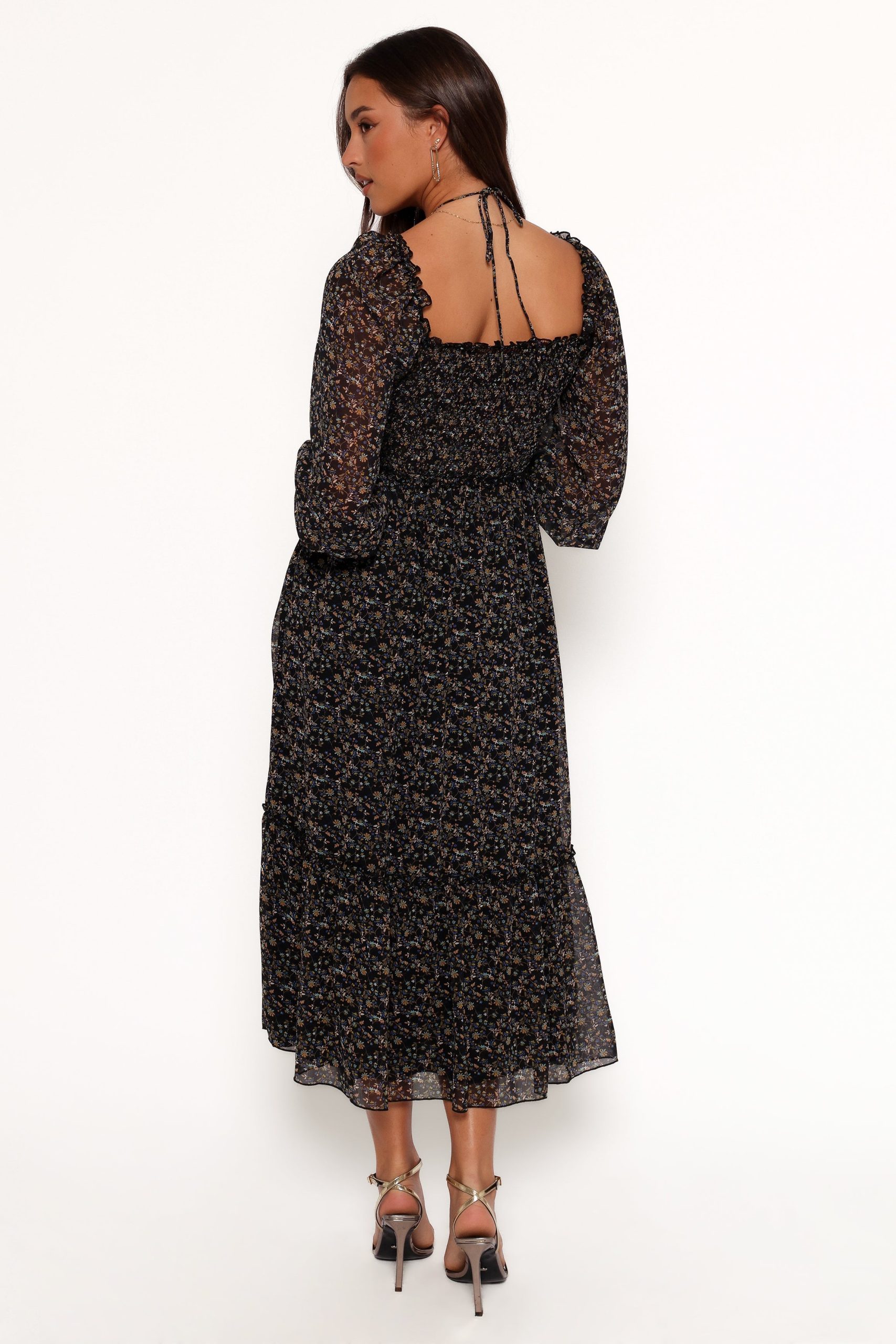 Keziah Long Sleeve Maxi Dress - Navy Ditsy Floral - Image 3