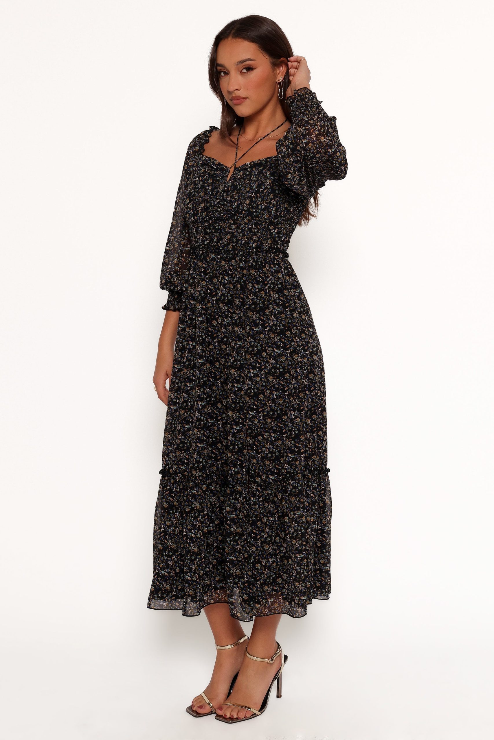 Keziah Long Sleeve Maxi Dress - Navy Ditsy Floral - Image 4