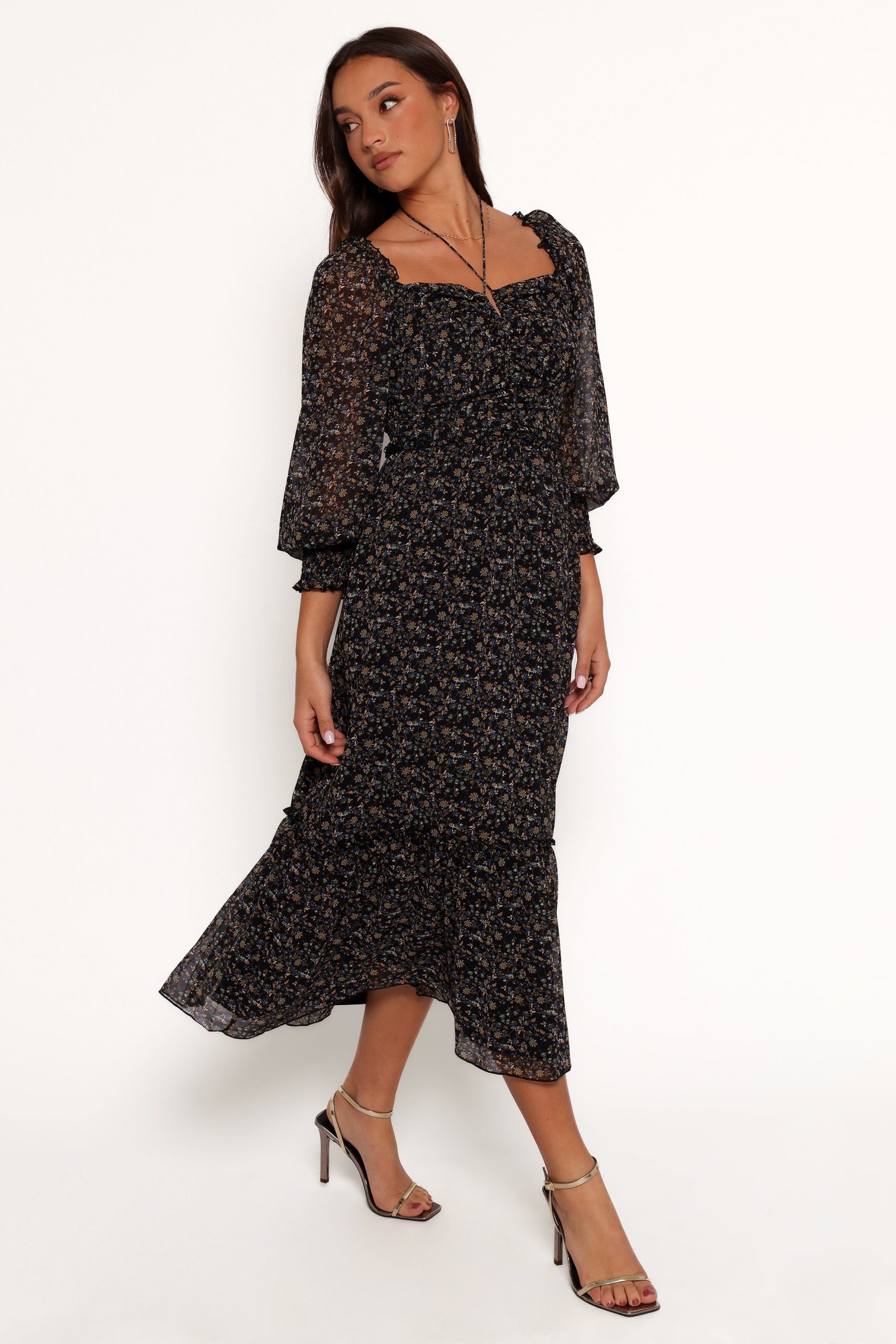 Keziah Long Sleeve Maxi Dress - Navy Ditsy Floral - Image 5