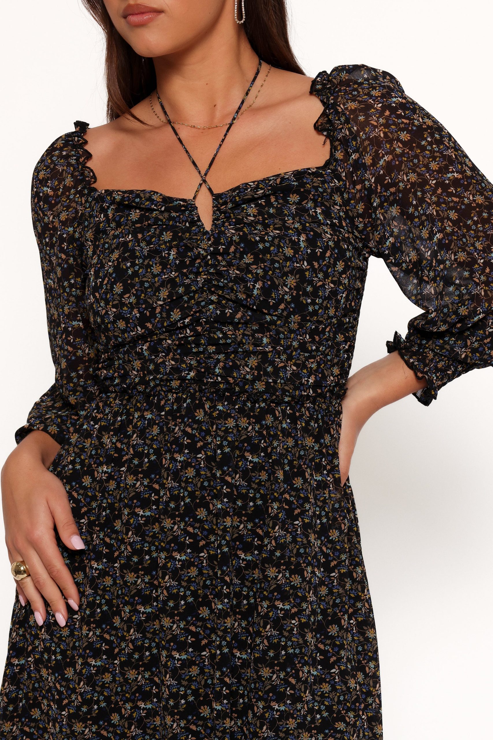 Keziah Long Sleeve Maxi Dress - Navy Ditsy Floral - Image 6