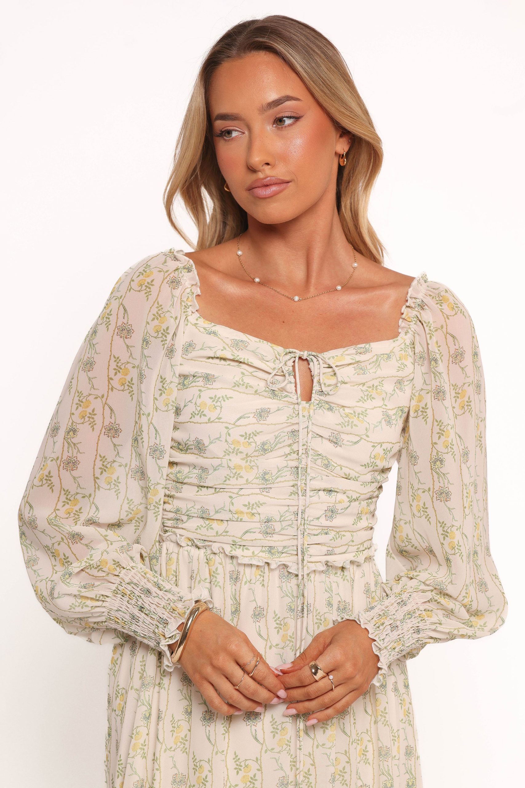 Keziah Long Sleeve Maxi Dress - Yellow Floral - Image 2