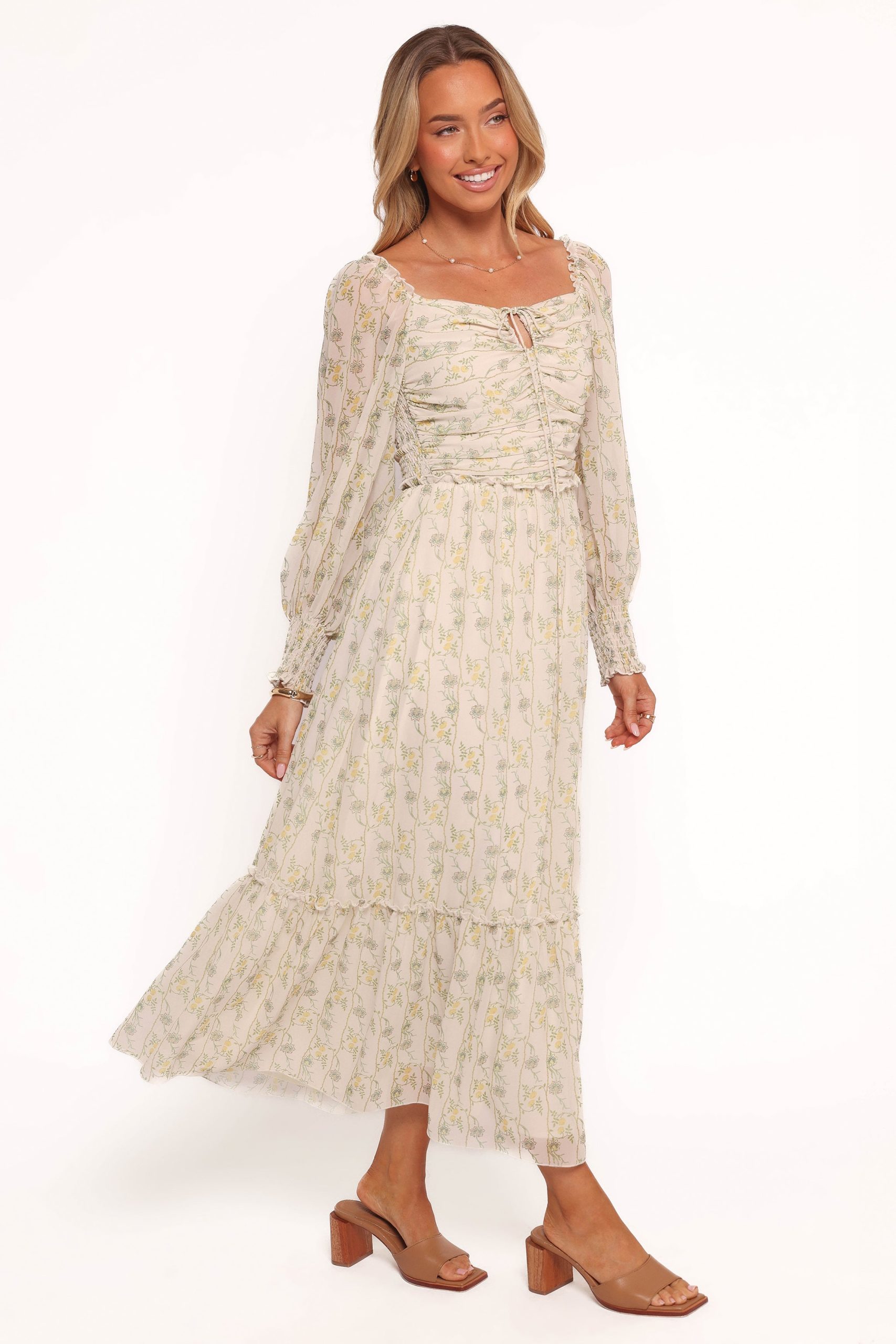 Keziah Long Sleeve Maxi Dress - Yellow Floral - Image 3