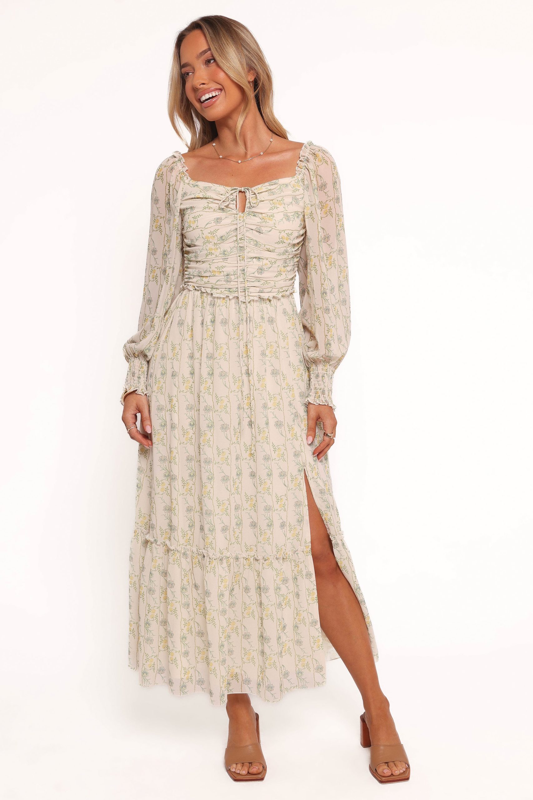 Keziah Long Sleeve Maxi Dress - Yellow Floral - Image 6