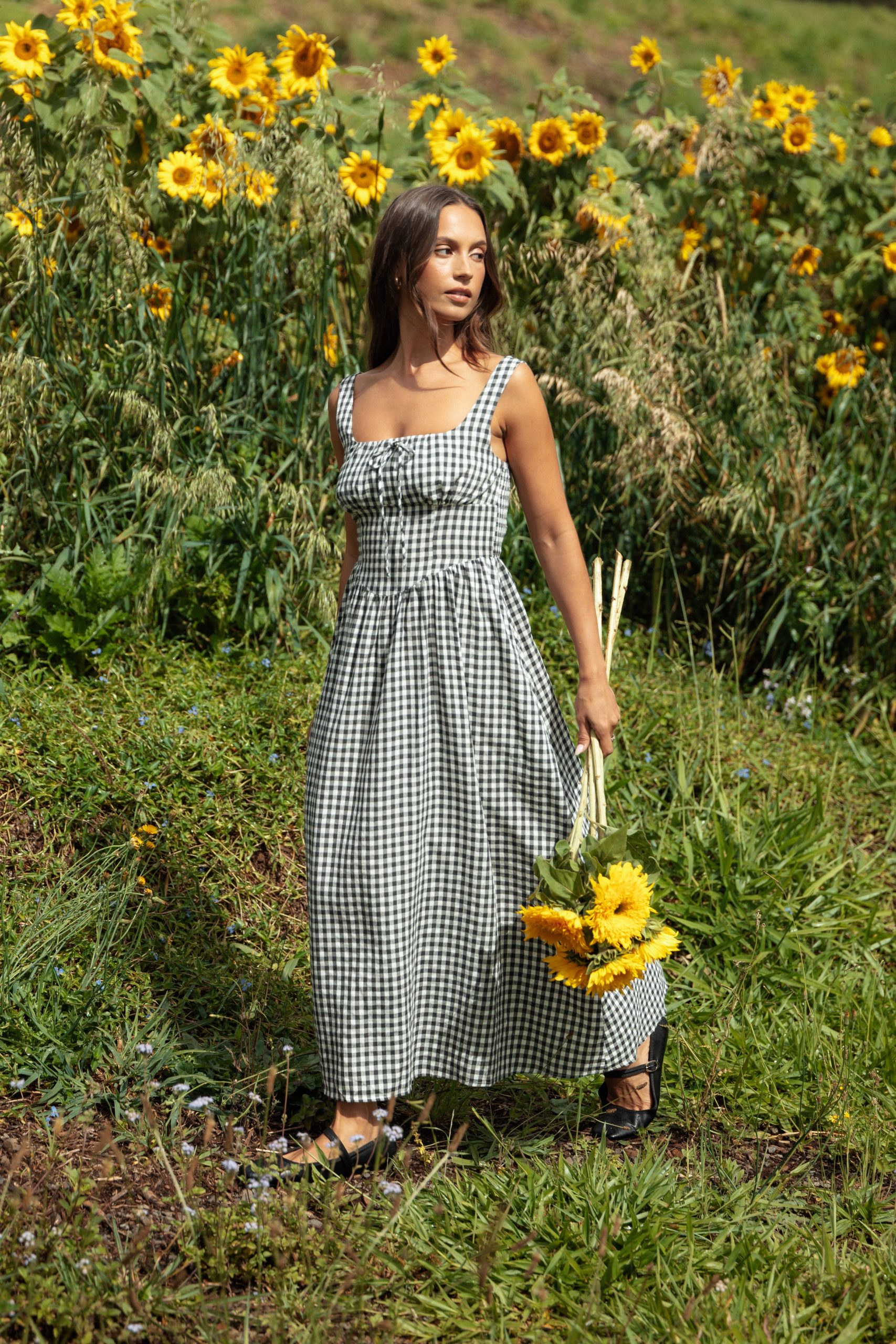 Kinslee Midi Dress - Black Gingham - Image 8
