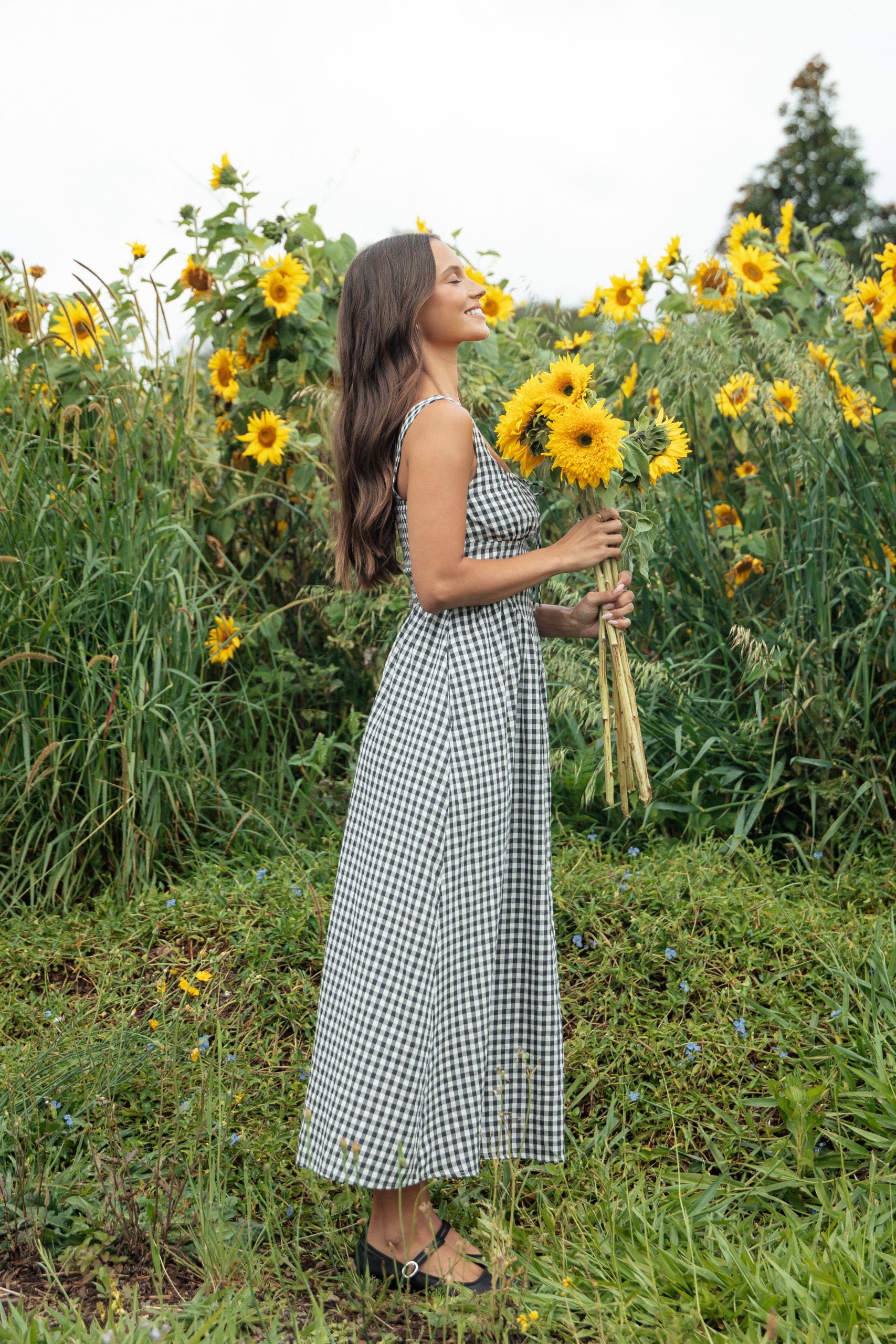 Kinslee Midi Dress - Black Gingham - Image 9