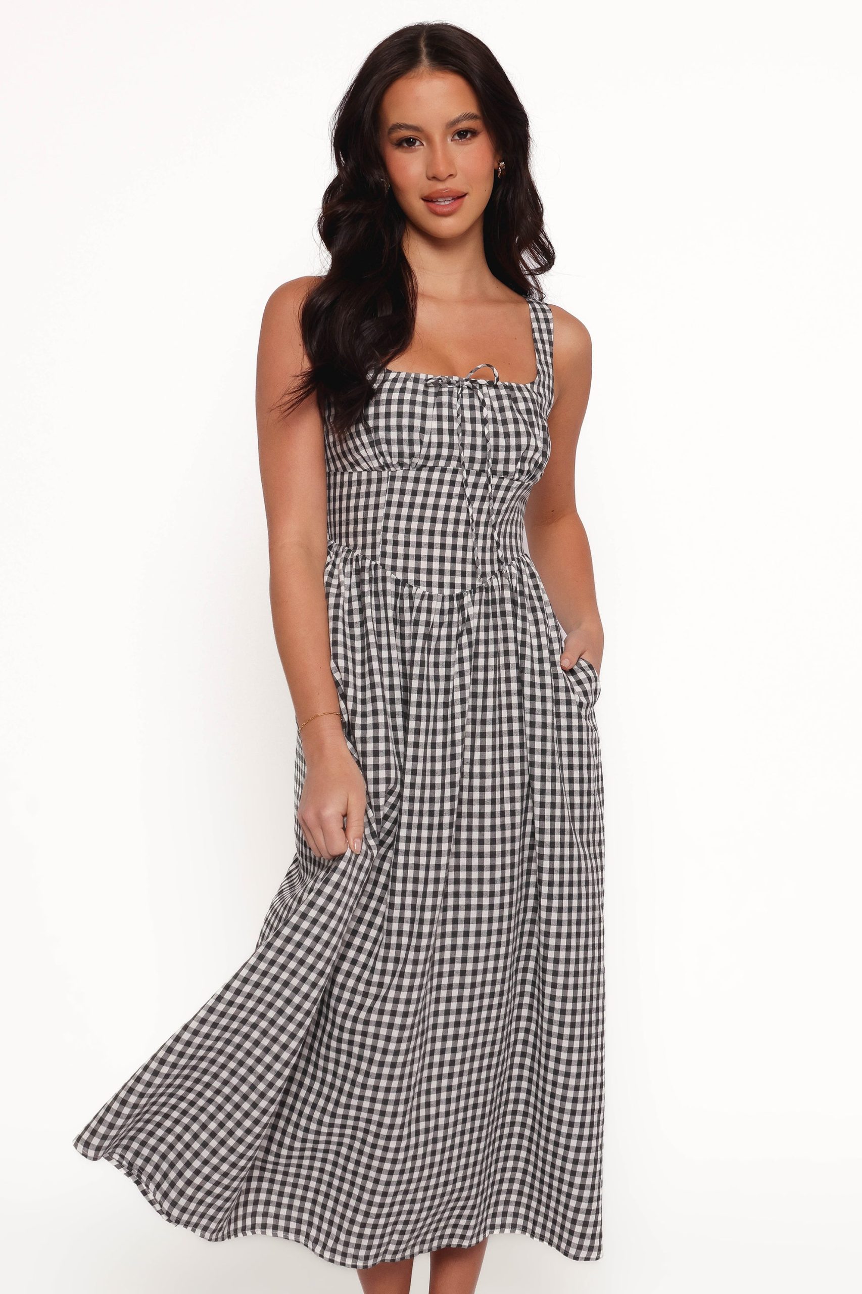 Kinslee Midi Dress - Black Gingham - Image 2