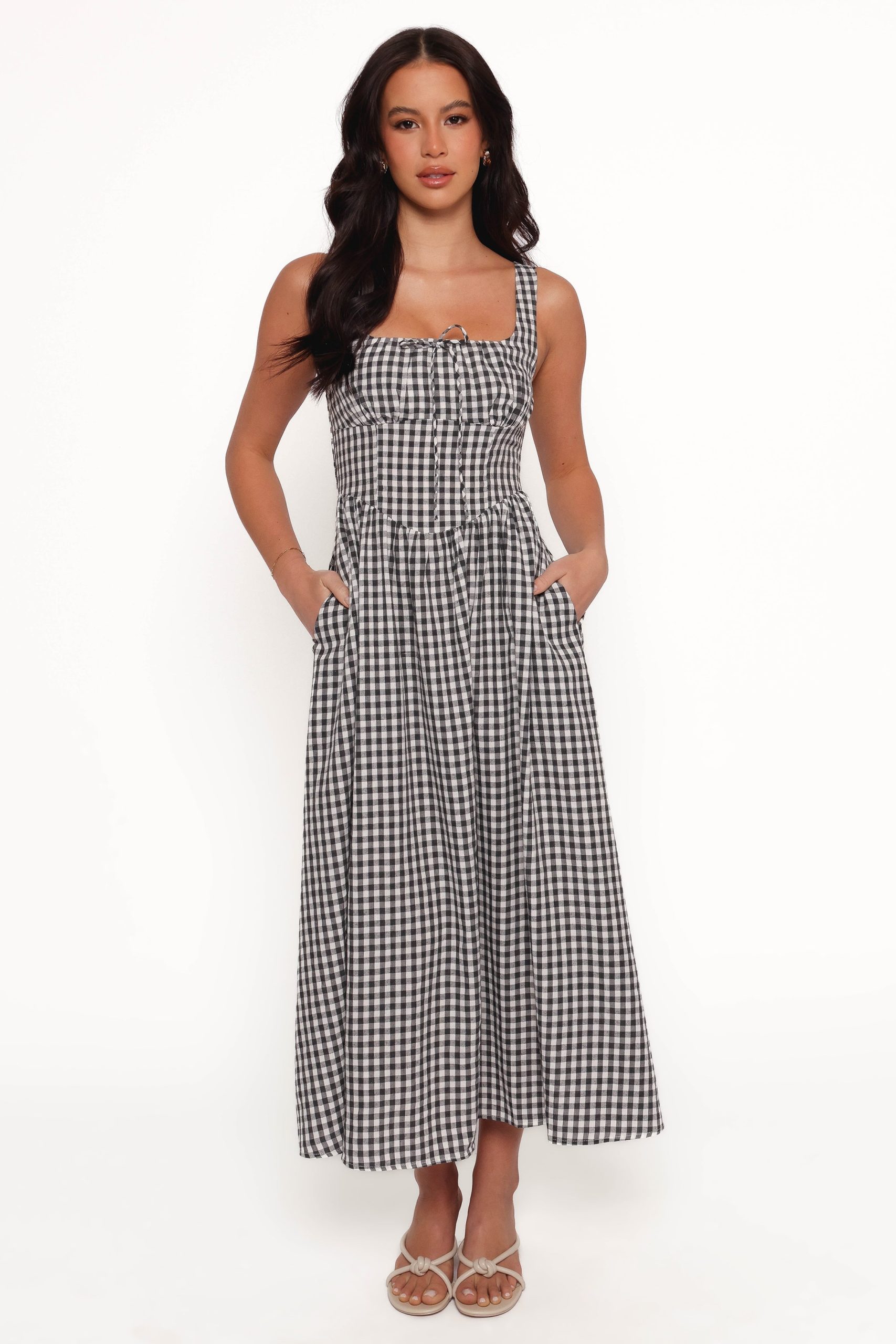 Kinslee Midi Dress - Black Gingham - Image 3