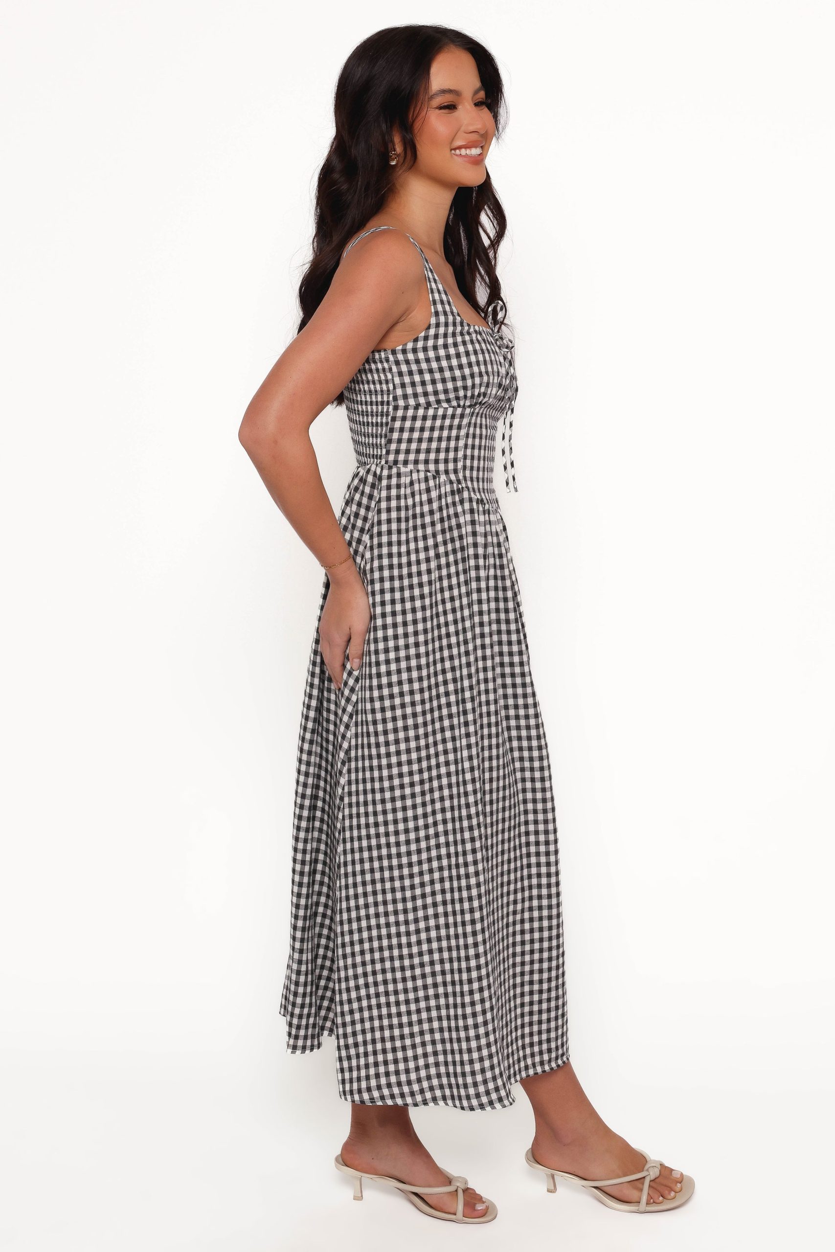 Kinslee Midi Dress - Black Gingham - Image 6
