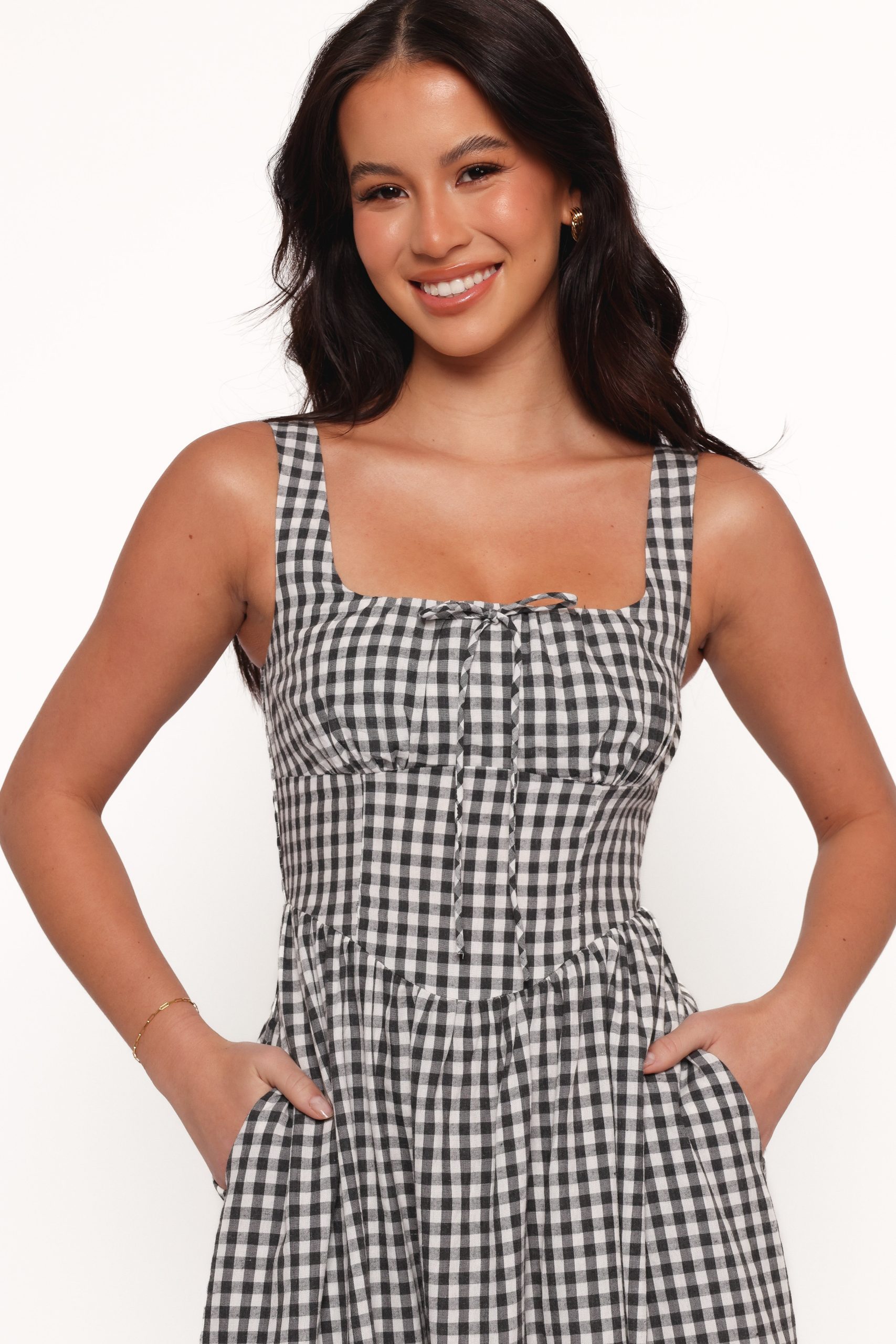 Kinslee Midi Dress - Black Gingham - Image 7