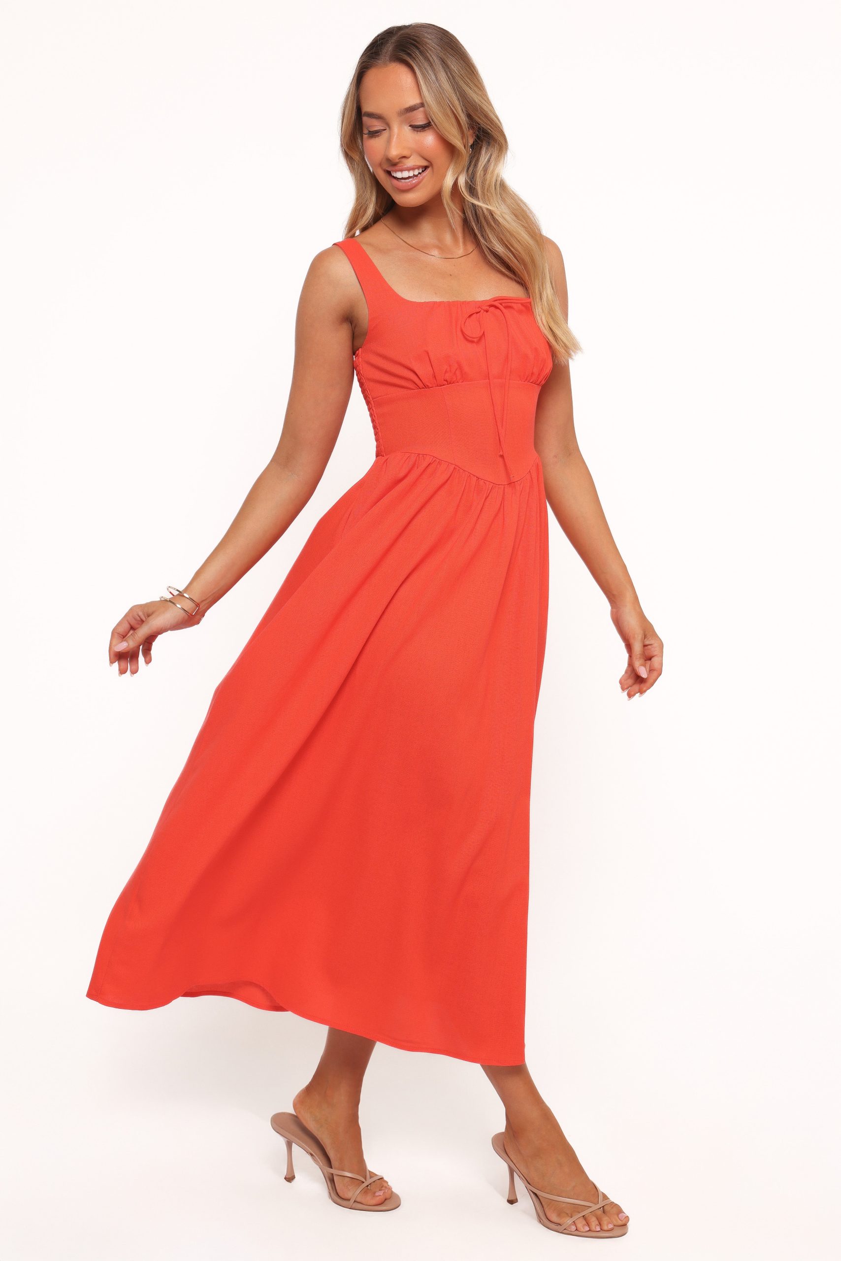 Kinslee Midi Dress - Coral - Image 3