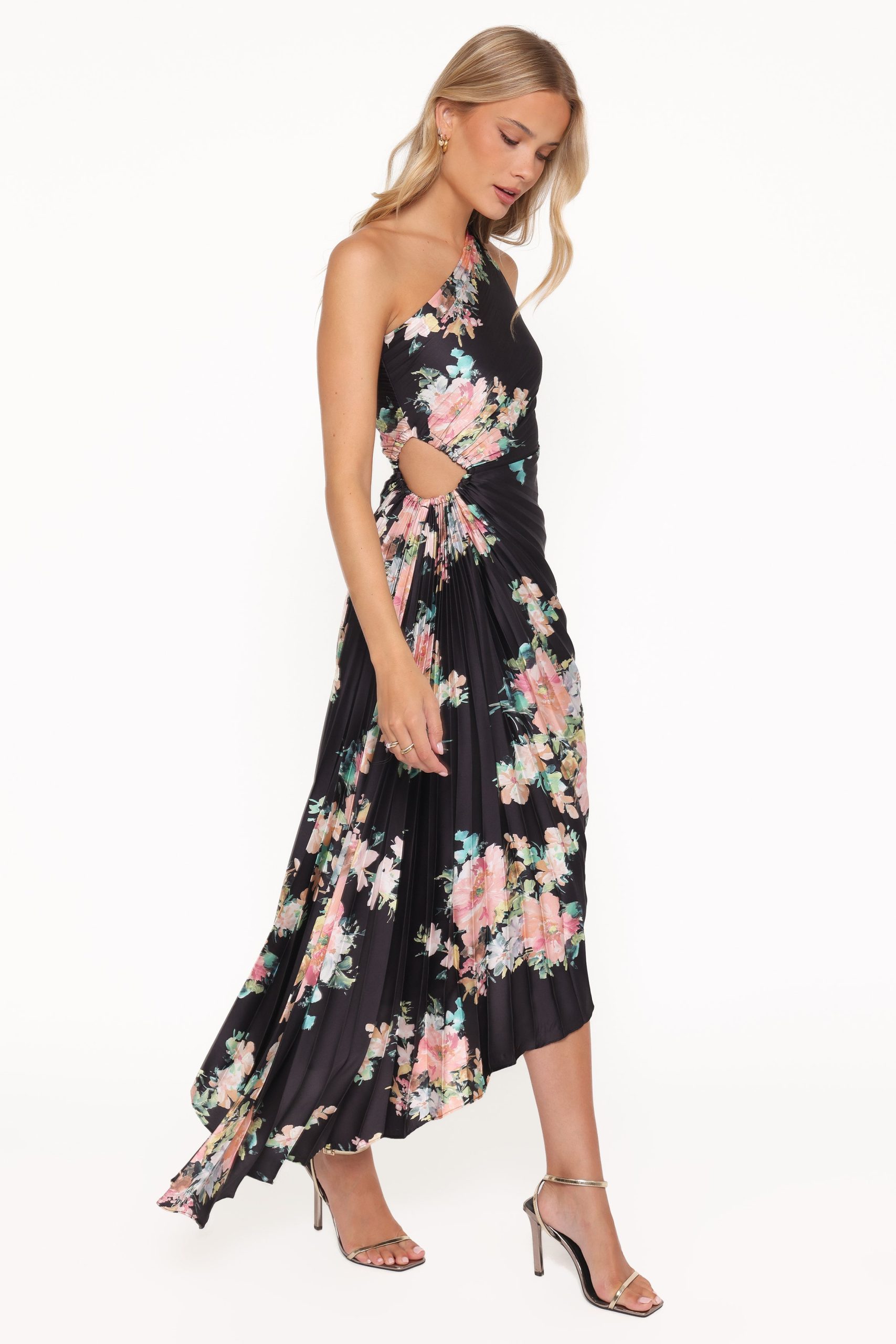 Kleo One Shoulder Maxi Dress - Black Floral - Image 4