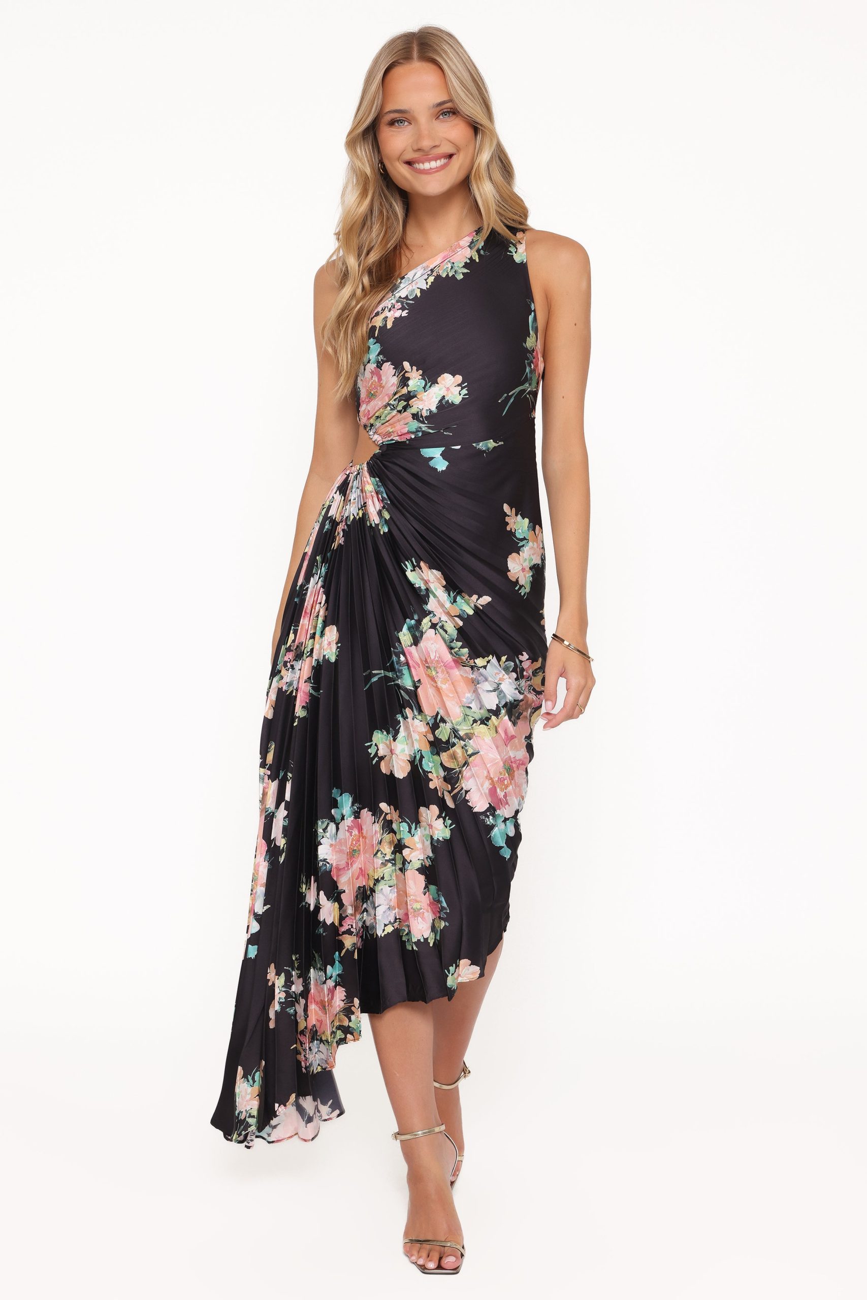 Kleo One Shoulder Maxi Dress - Black Floral - Image 2