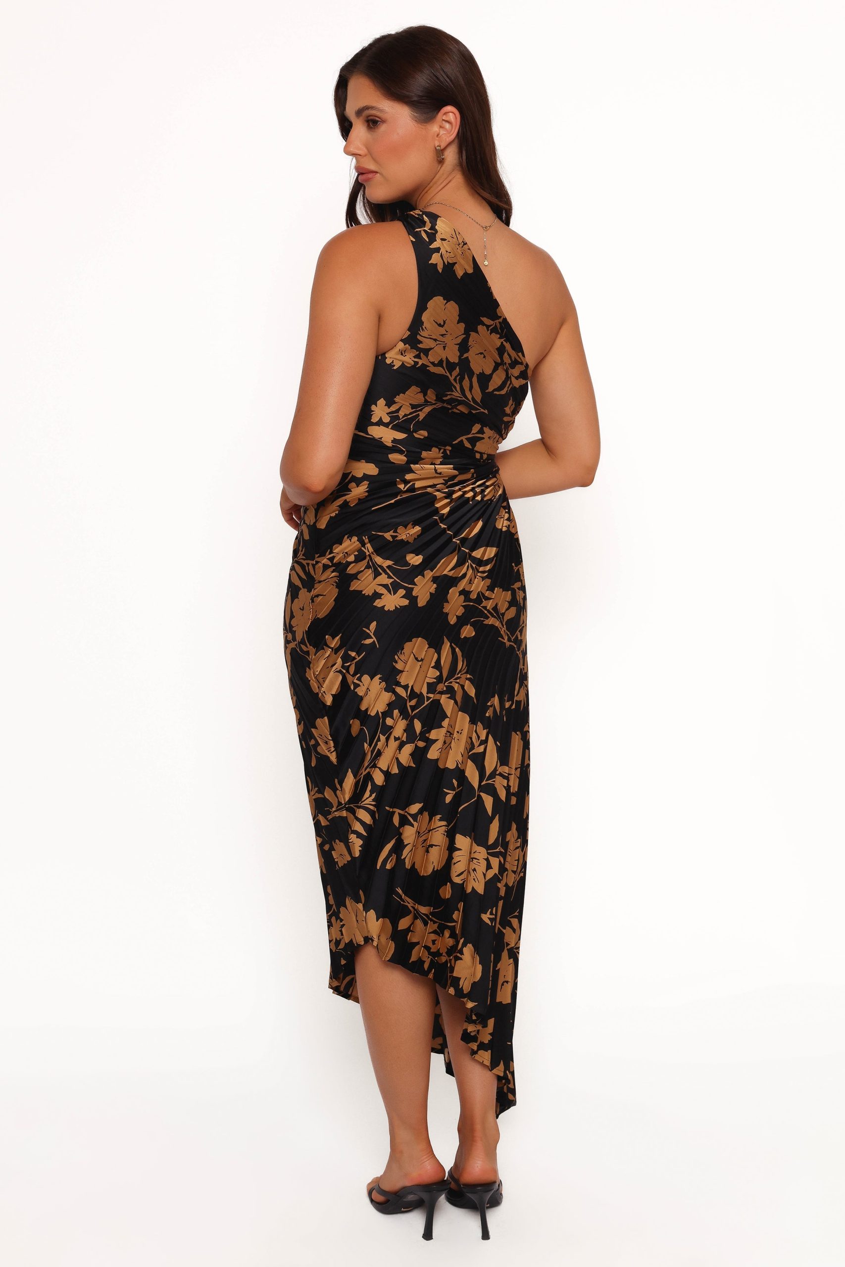 Kleo One Shoulder Maxi Dress - Black/Gold - Image 4