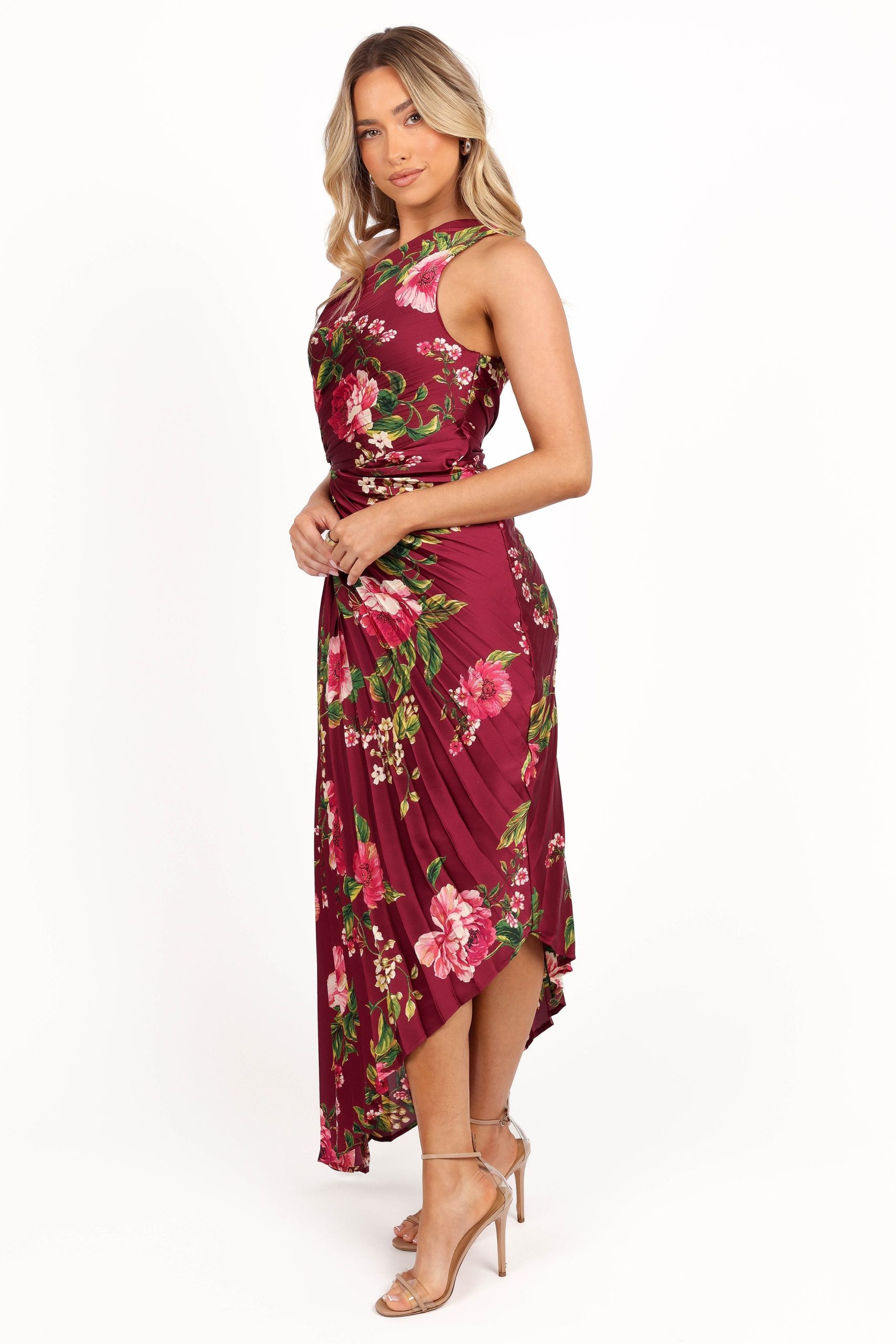 Kleo One Shoulder Maxi Dress - Burgundy Floral - Image 5