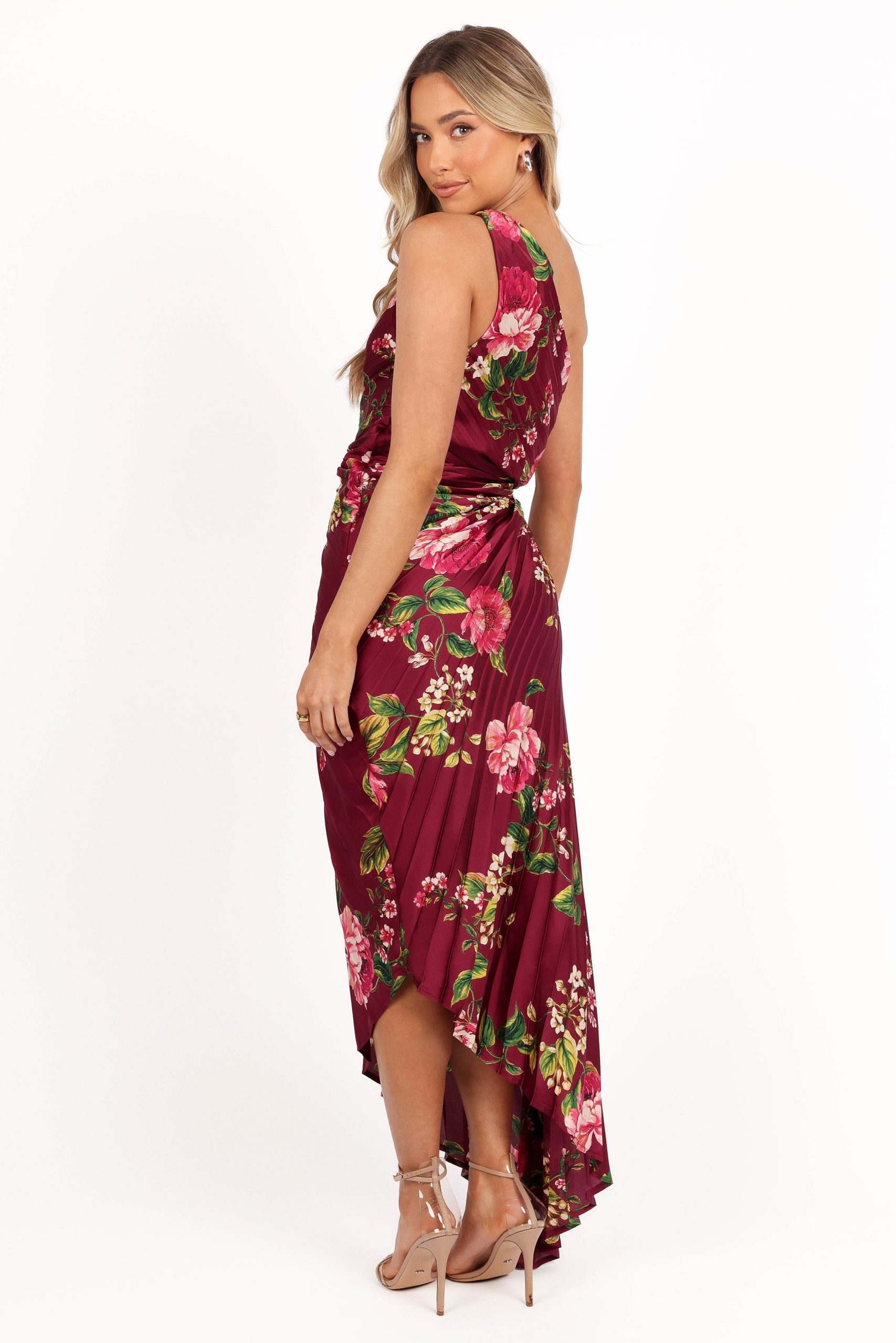 Kleo One Shoulder Maxi Dress - Burgundy Floral - Image 6