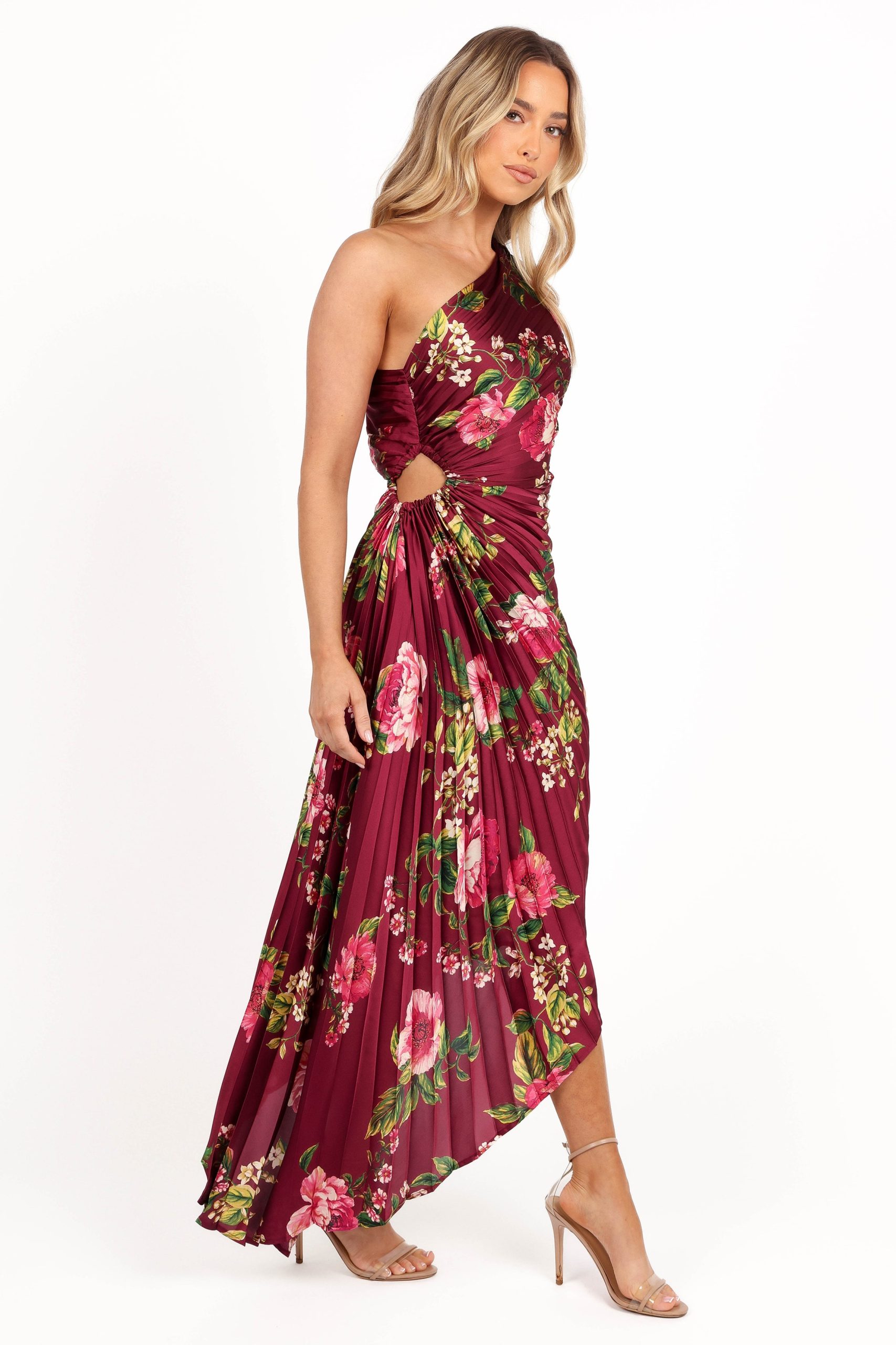 Kleo One Shoulder Maxi Dress - Burgundy Floral - Image 7