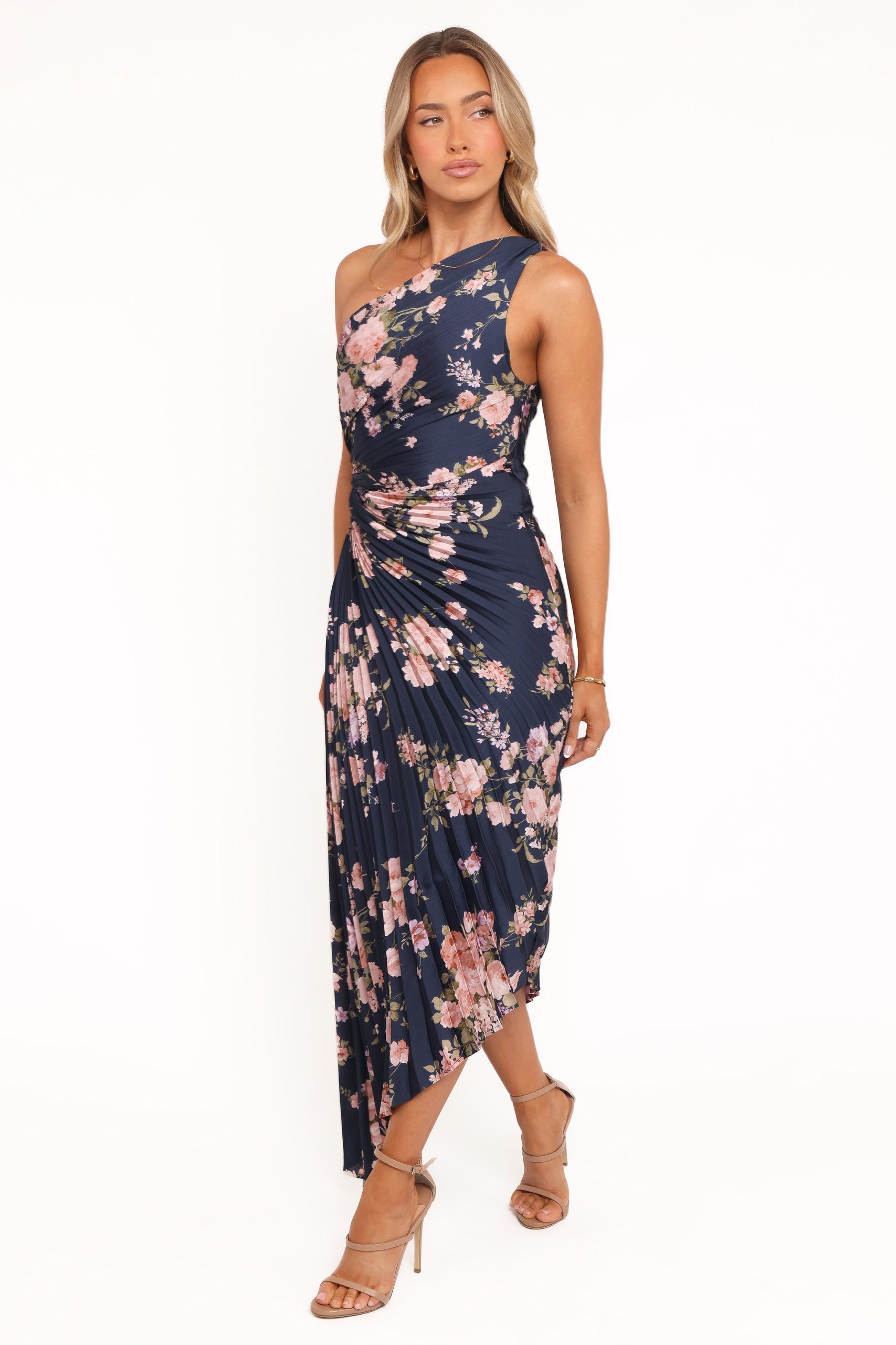 Kleo One Shoulder Maxi Dress - Navy Floral - Image 4