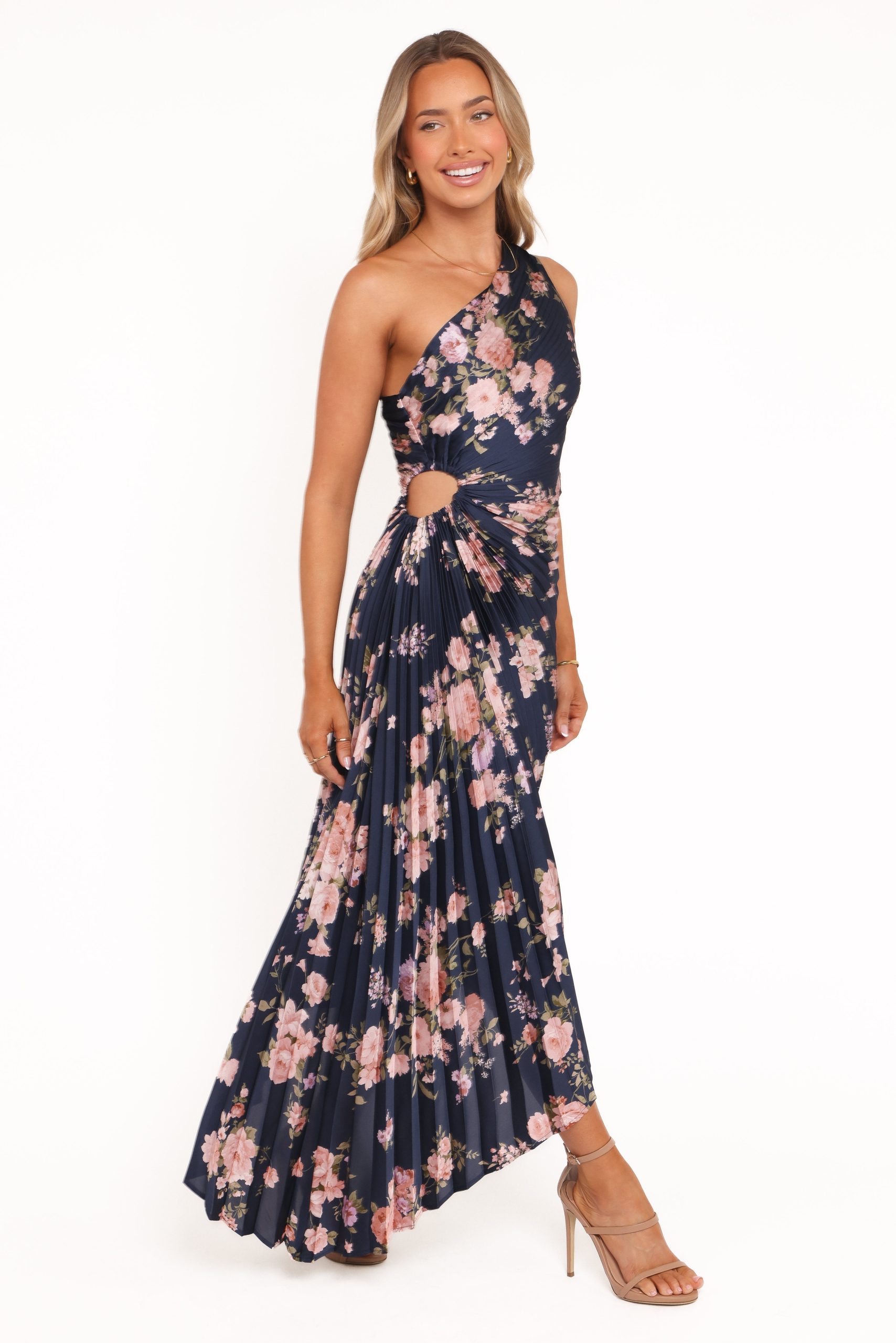 Kleo One Shoulder Maxi Dress - Navy Floral - Image 3