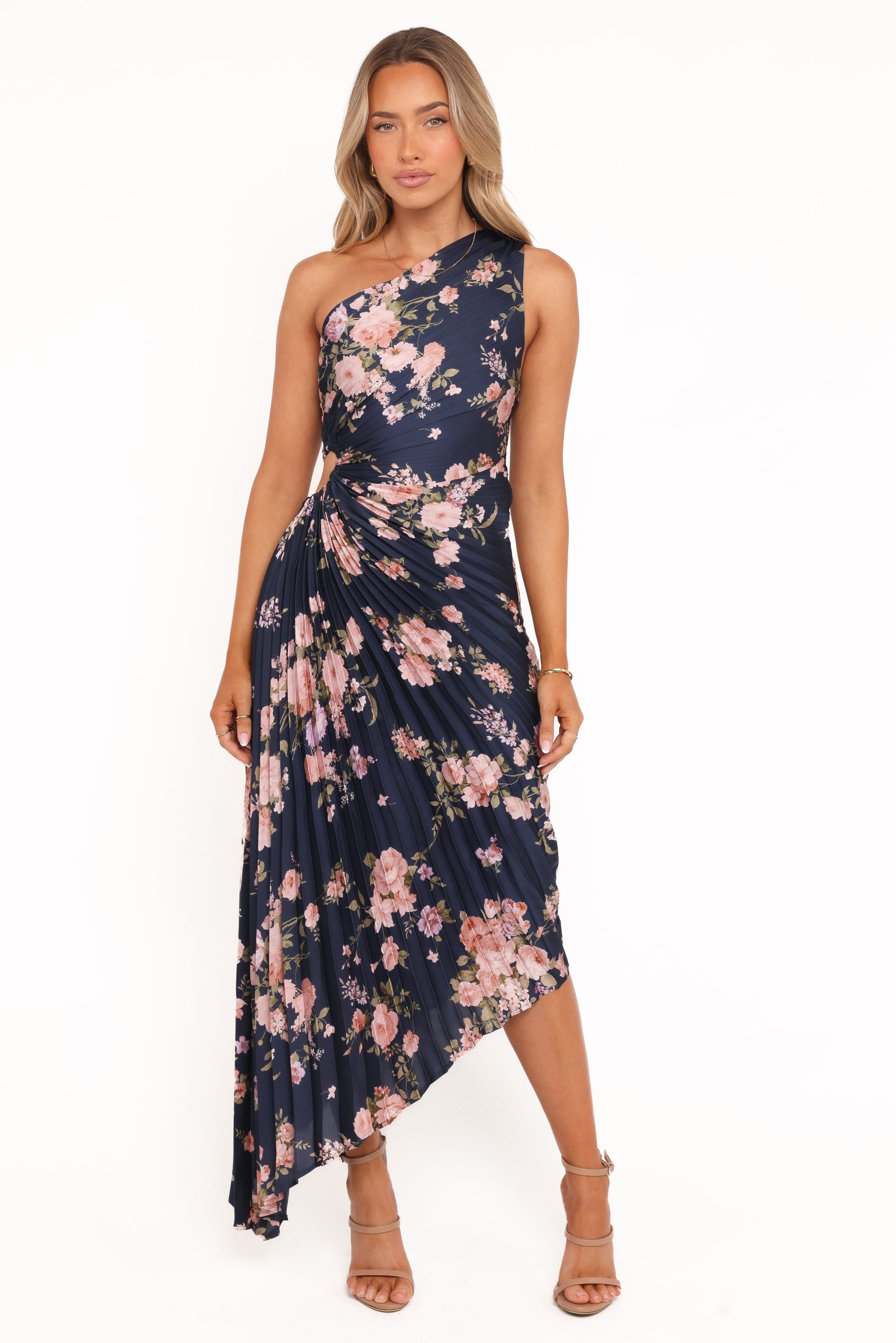 Kleo One Shoulder Maxi Dress - Navy Floral - Image 7