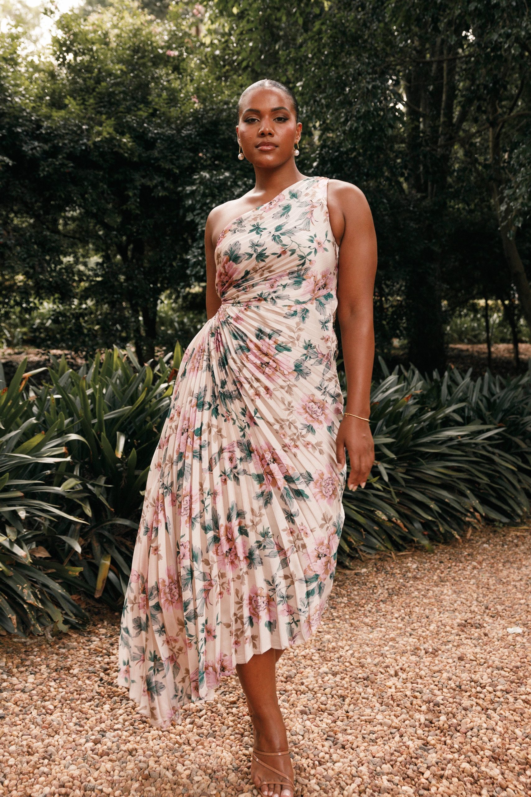 Kleo One Shoulder Maxi Dress - Pink Floral - Image 3