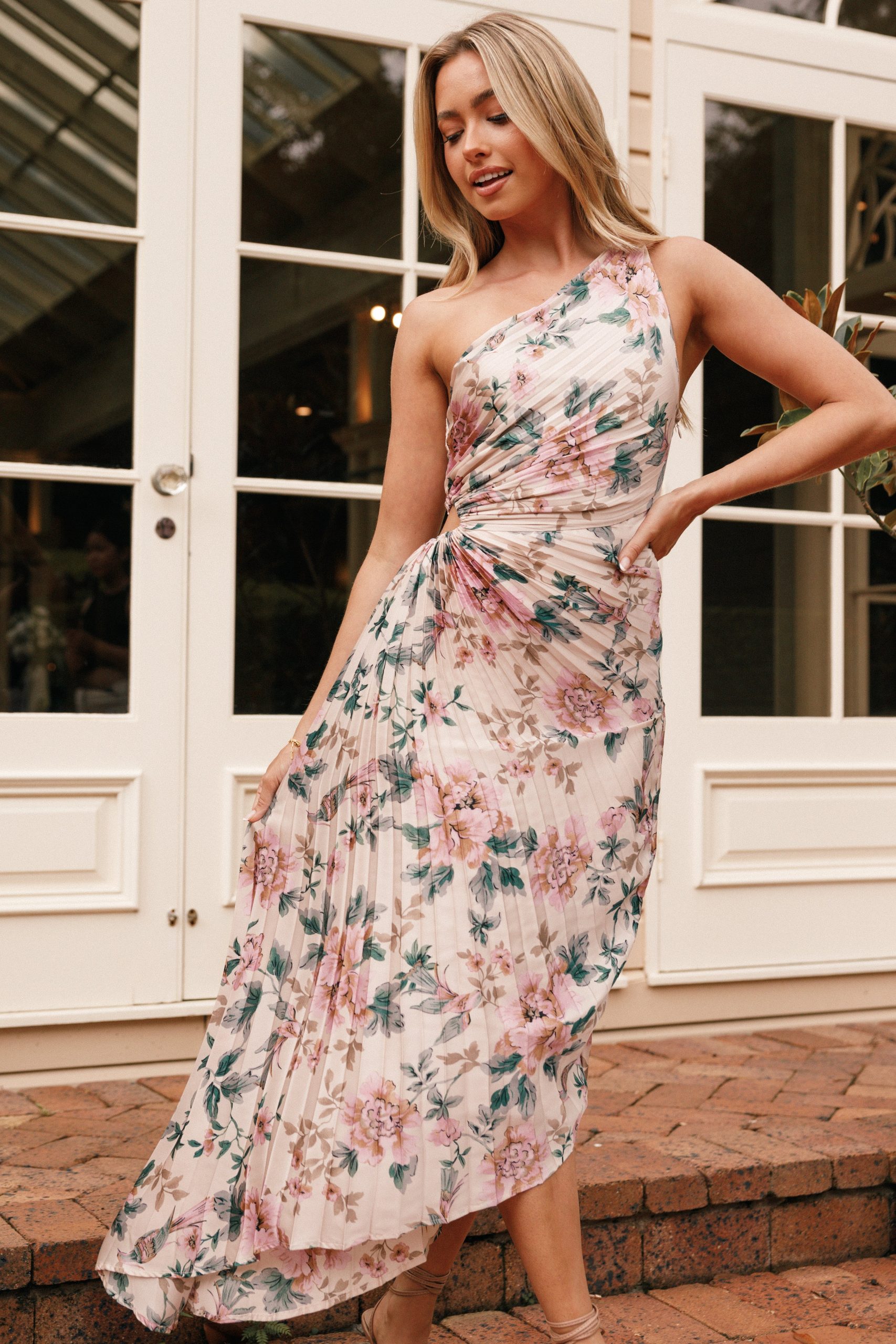 Kleo One Shoulder Maxi Dress - Pink Floral - Image 4