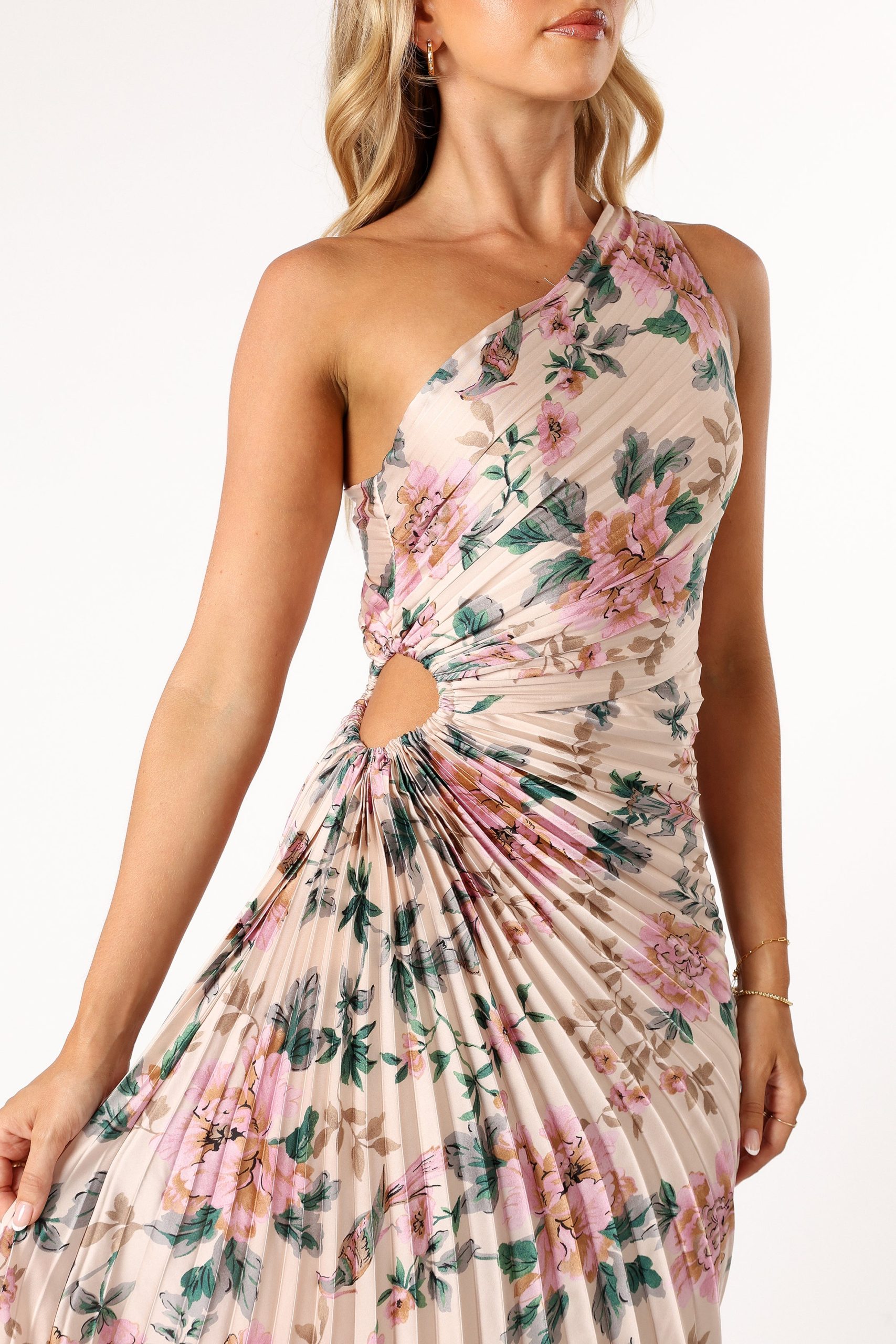 Kleo One Shoulder Maxi Dress - Pink Floral - Image 9