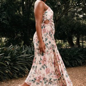 Kleo One Shoulder Maxi Dress - Pink Floral