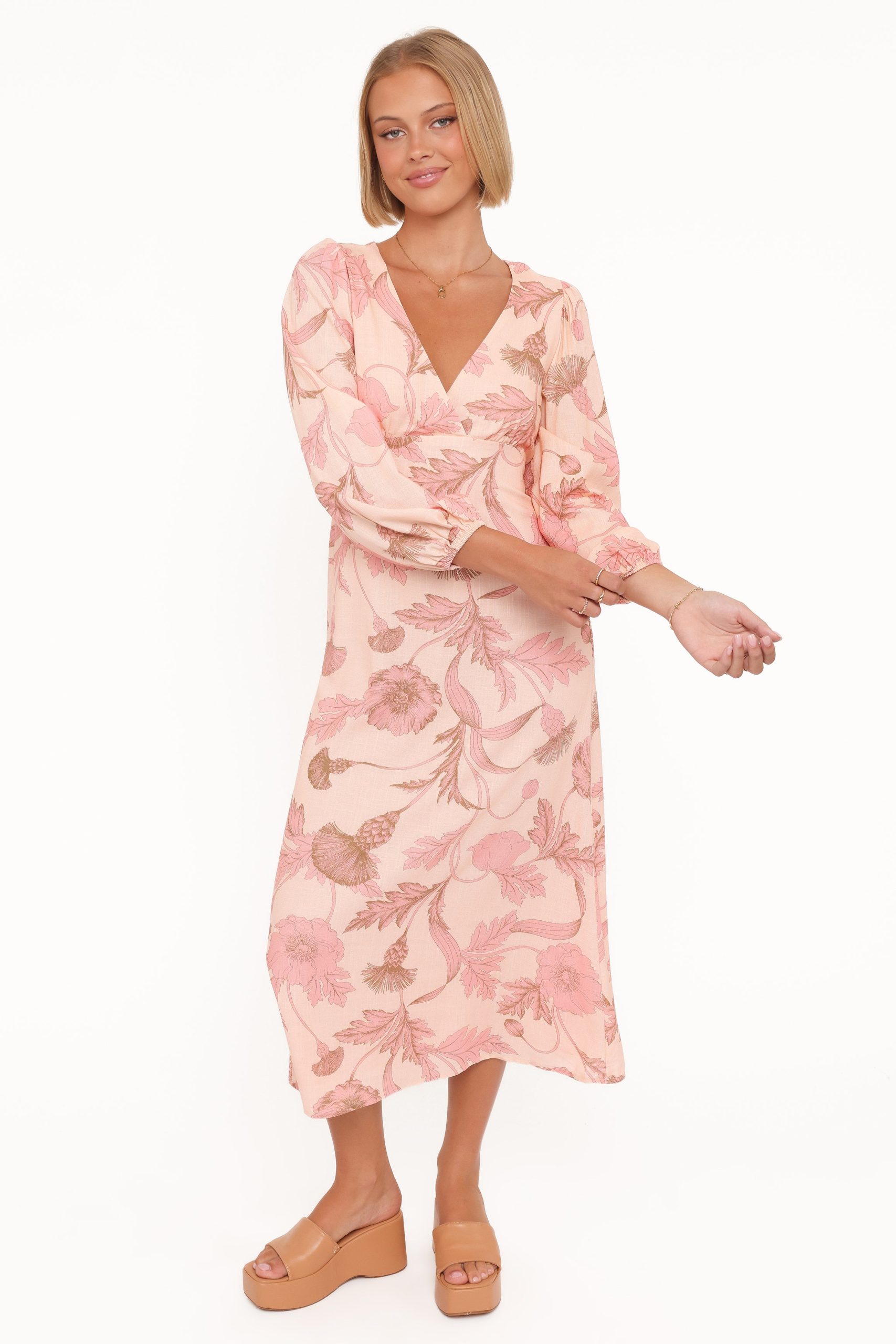 Kolby Long Sleeve Midi Dress - Pink Floral - Image 2