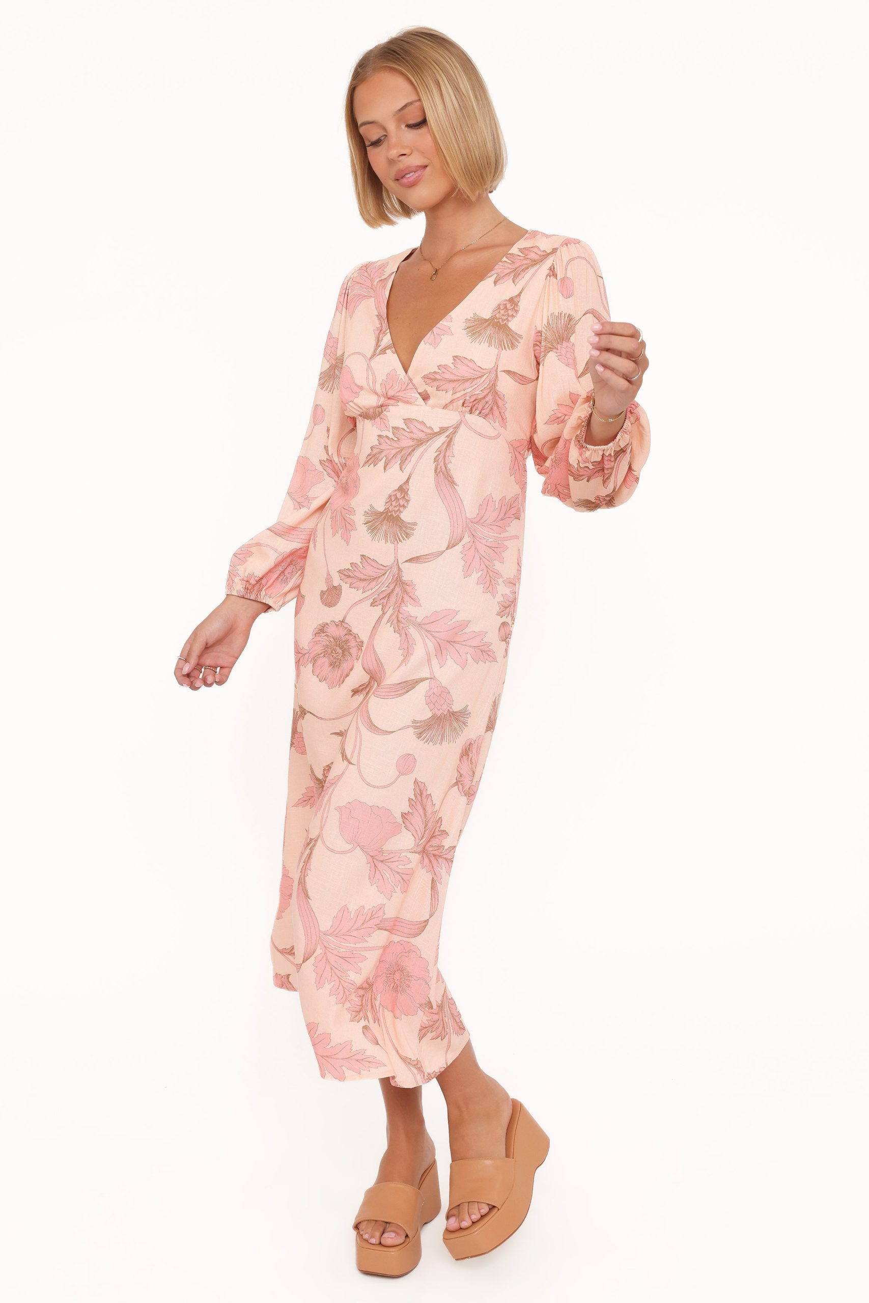 Kolby Long Sleeve Midi Dress - Pink Floral - Image 4