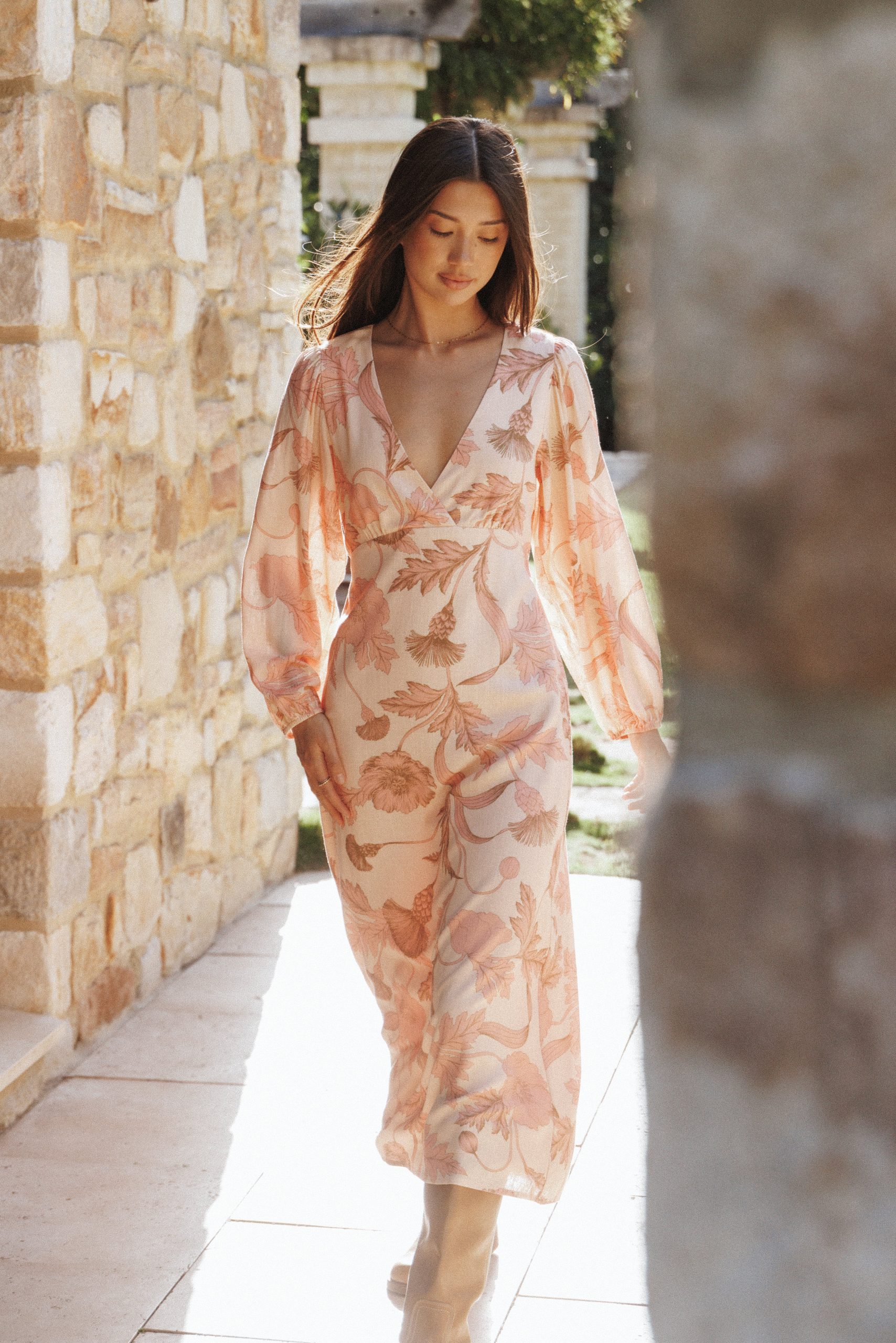 Kolby Long Sleeve Midi Dress - Pink Floral - Image 8