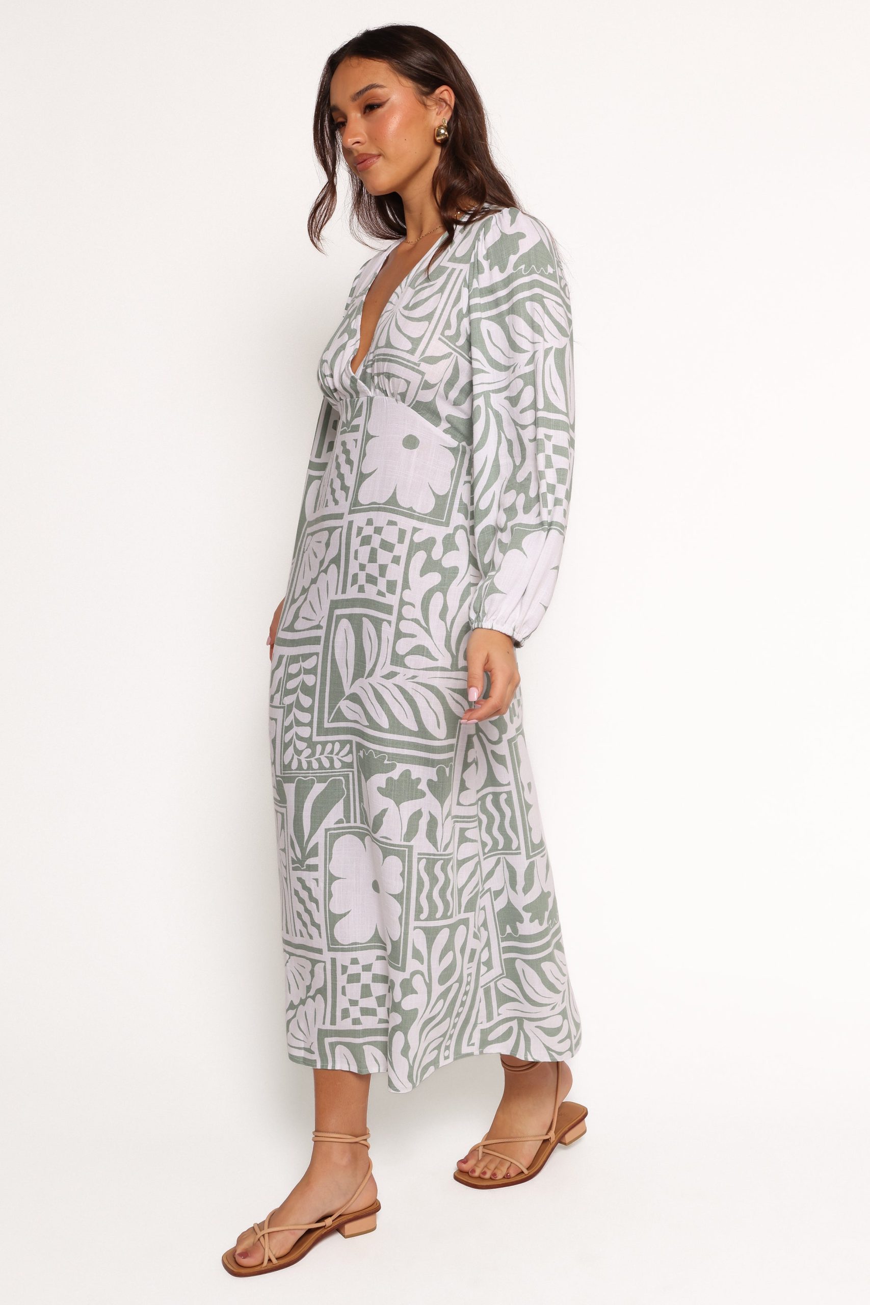 Kolby Long Sleeve Midi Dress - Sage Print - Image 5