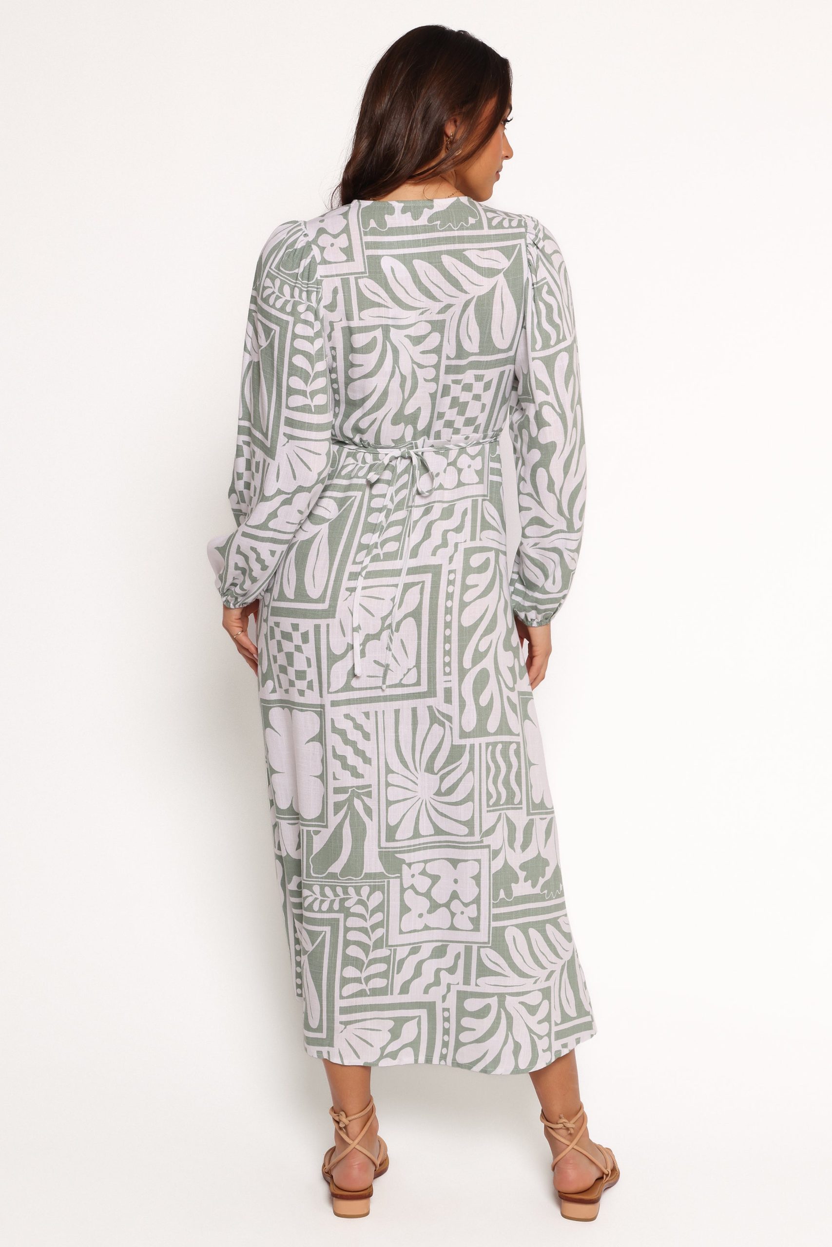 Kolby Long Sleeve Midi Dress - Sage Print - Image 6