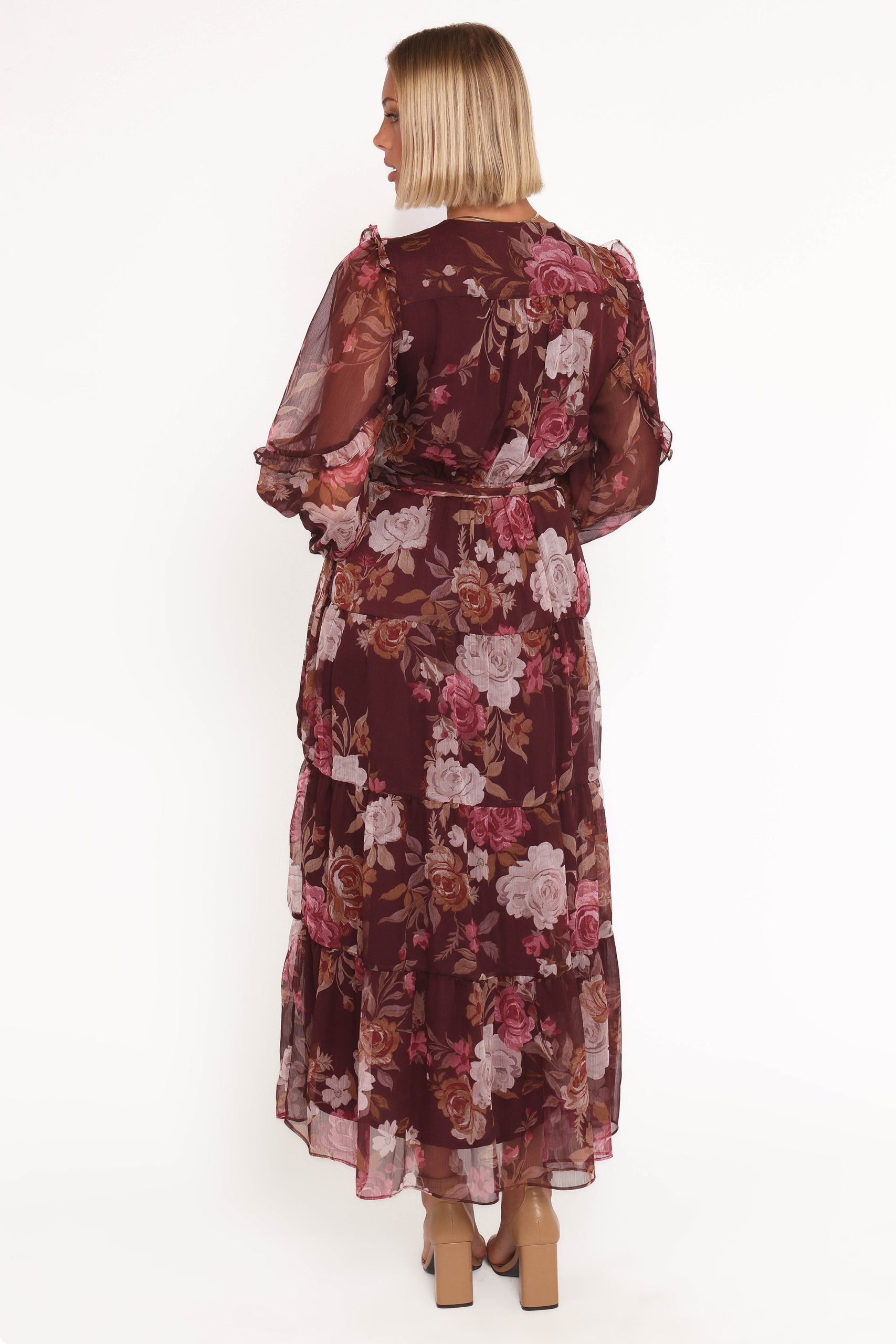 Korina Long Sleeve Maxi Dress - Burgundy Brandy Bloom - Image 4