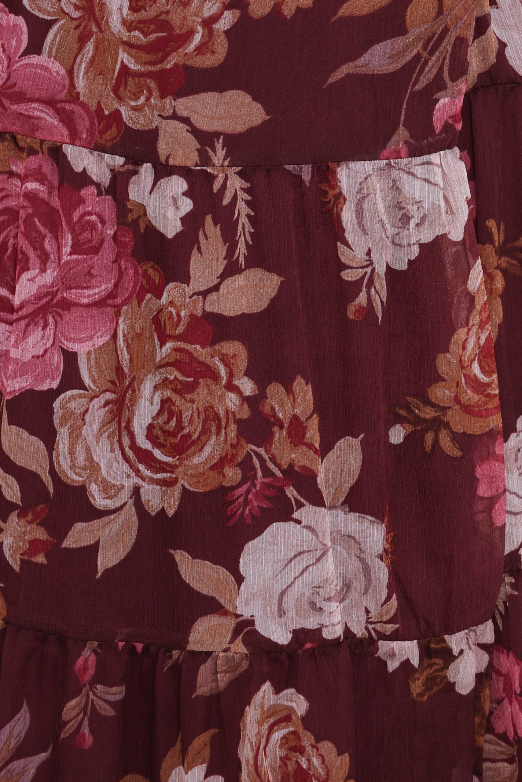 Korina Long Sleeve Maxi Dress - Burgundy Brandy Bloom - Image 5