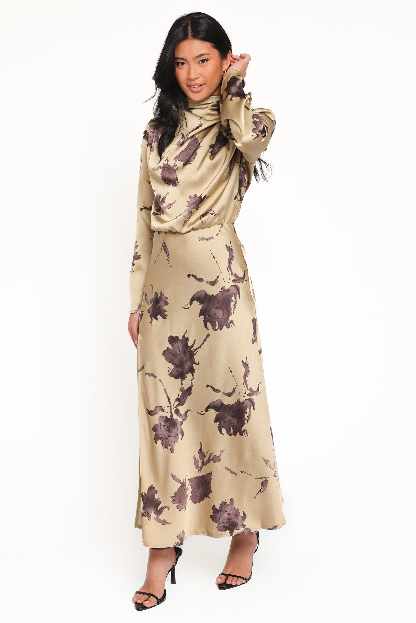 Kristyn Long Sleeve Midi Dress - Olive Floral - Image 4