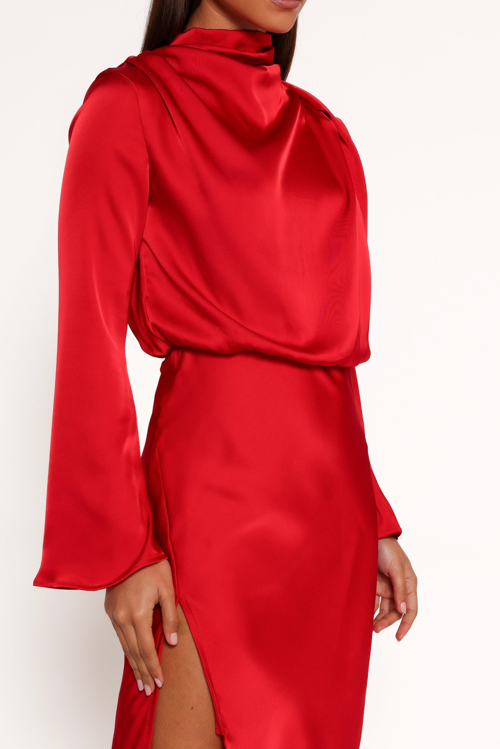 Kristyn Long Sleeve Midi Dress - Red - Image 3