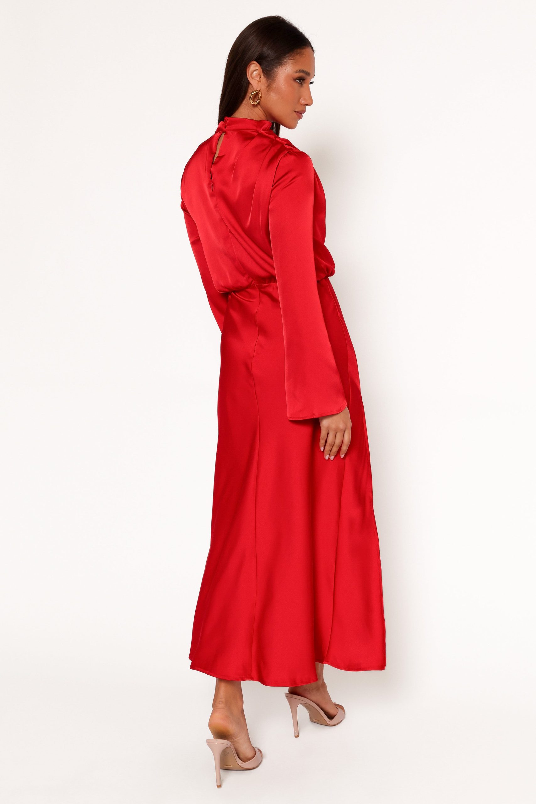 Kristyn Long Sleeve Midi Dress - Red - Image 5