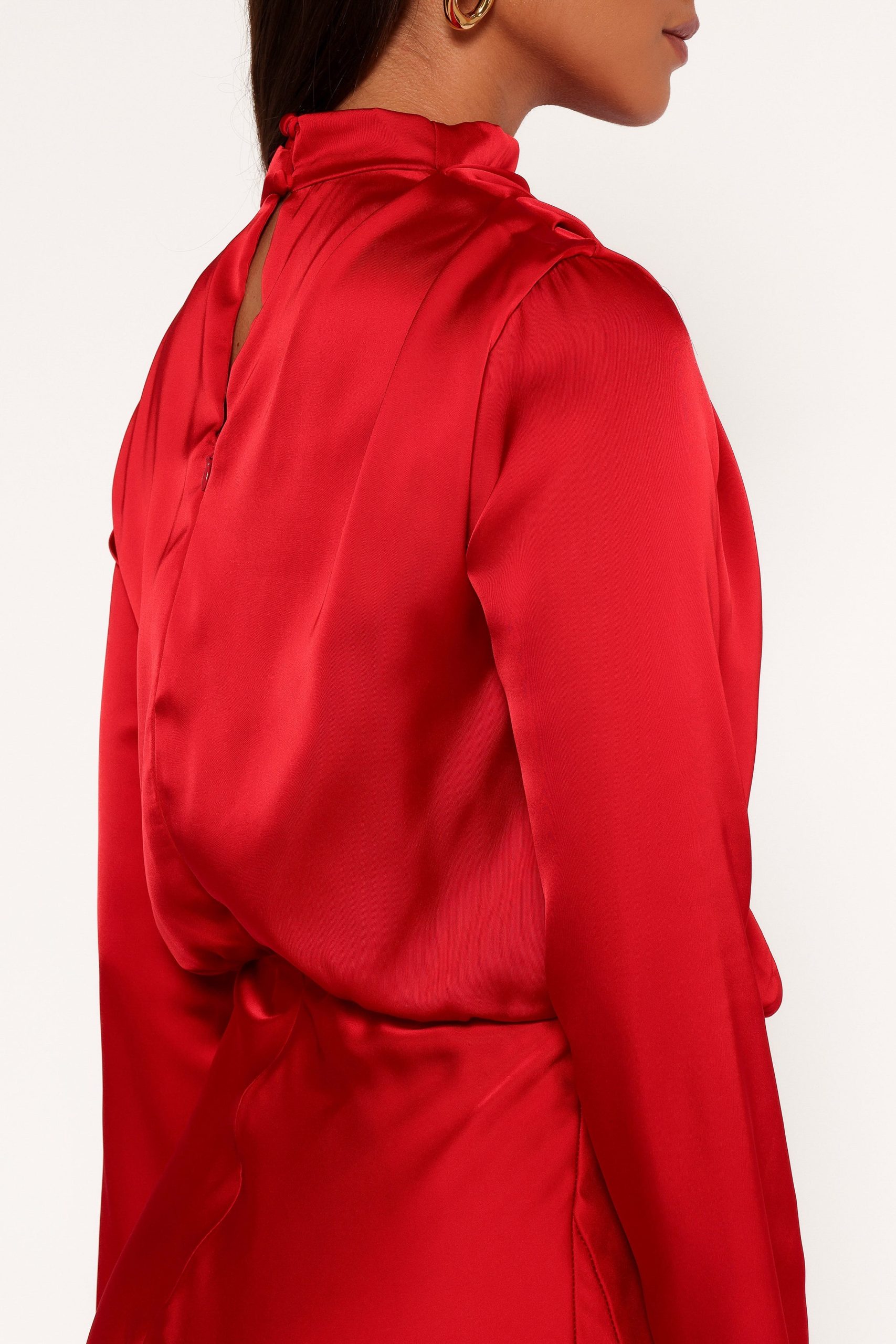 Kristyn Long Sleeve Midi Dress - Red - Image 6