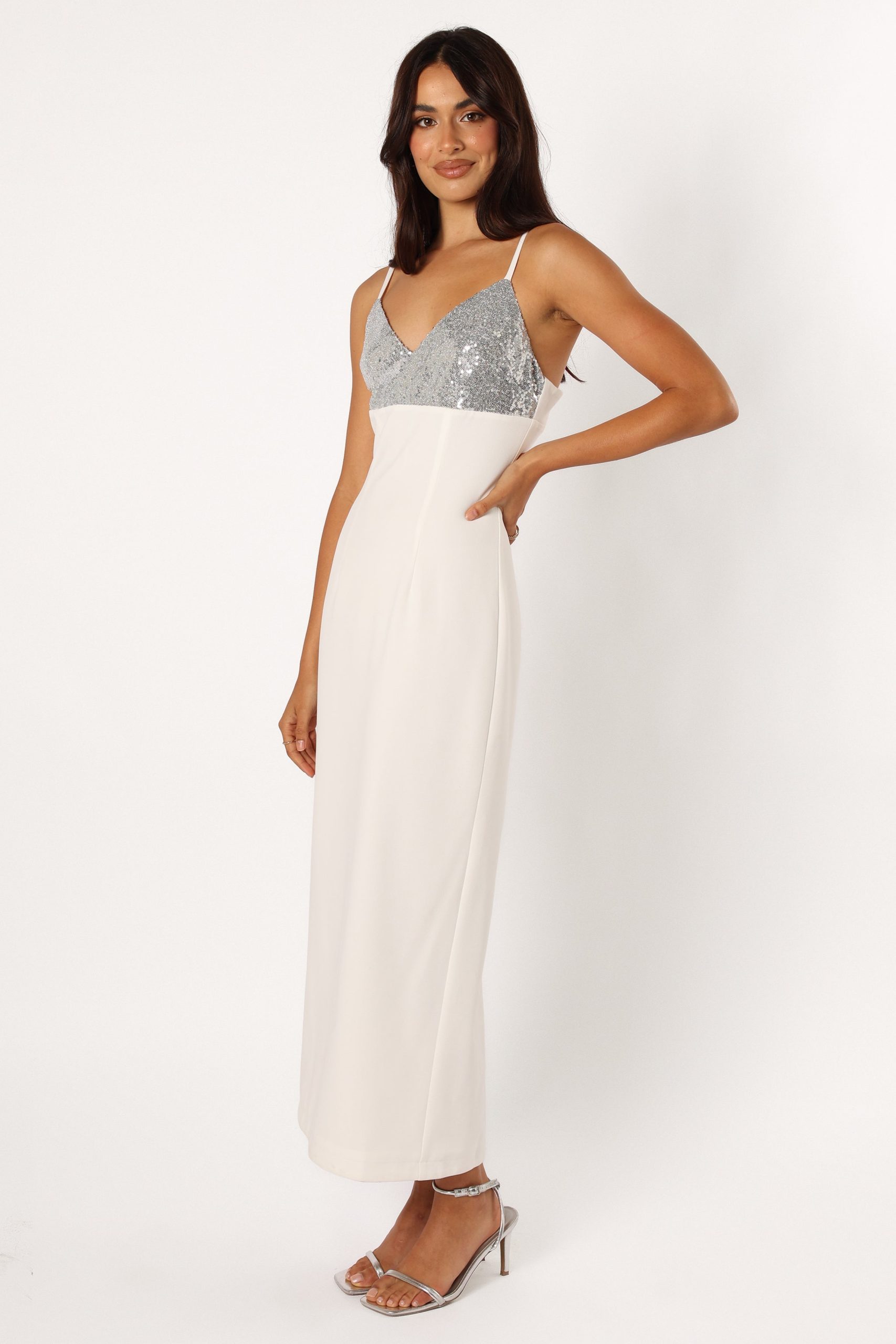Kylie Slip Dress - White Silver - Image 2
