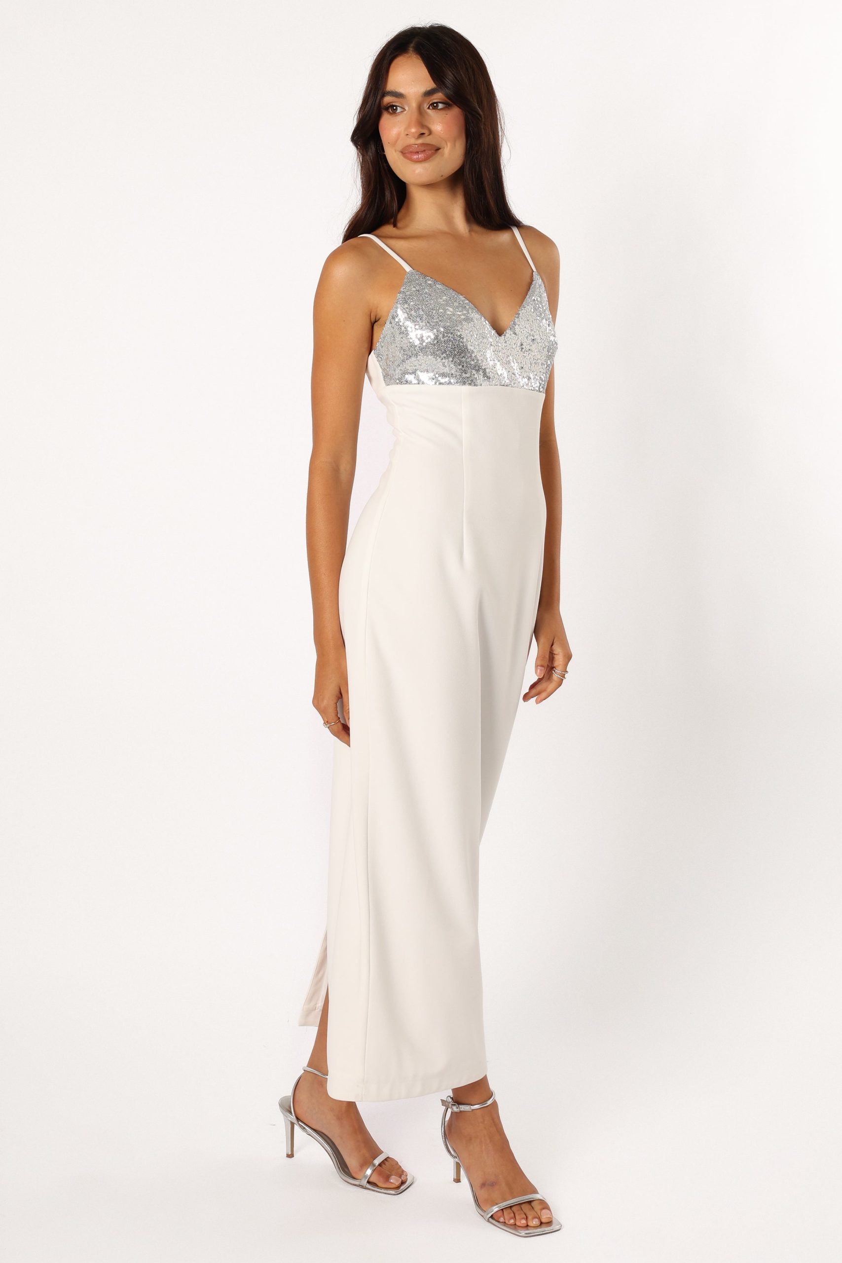 Kylie Slip Dress - White Silver - Image 4