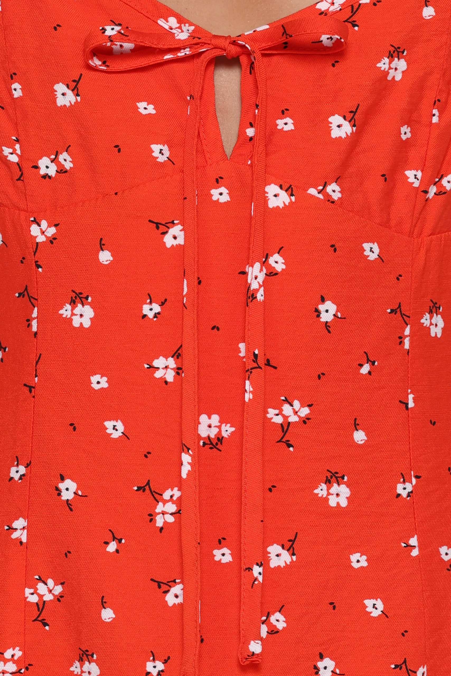 Lacey Mini Dress - Red Floral - Image 6