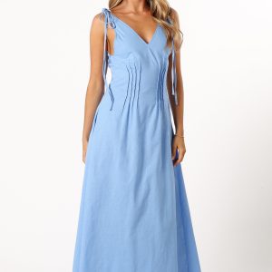 Lainey Tie Maxi Dress - Blue