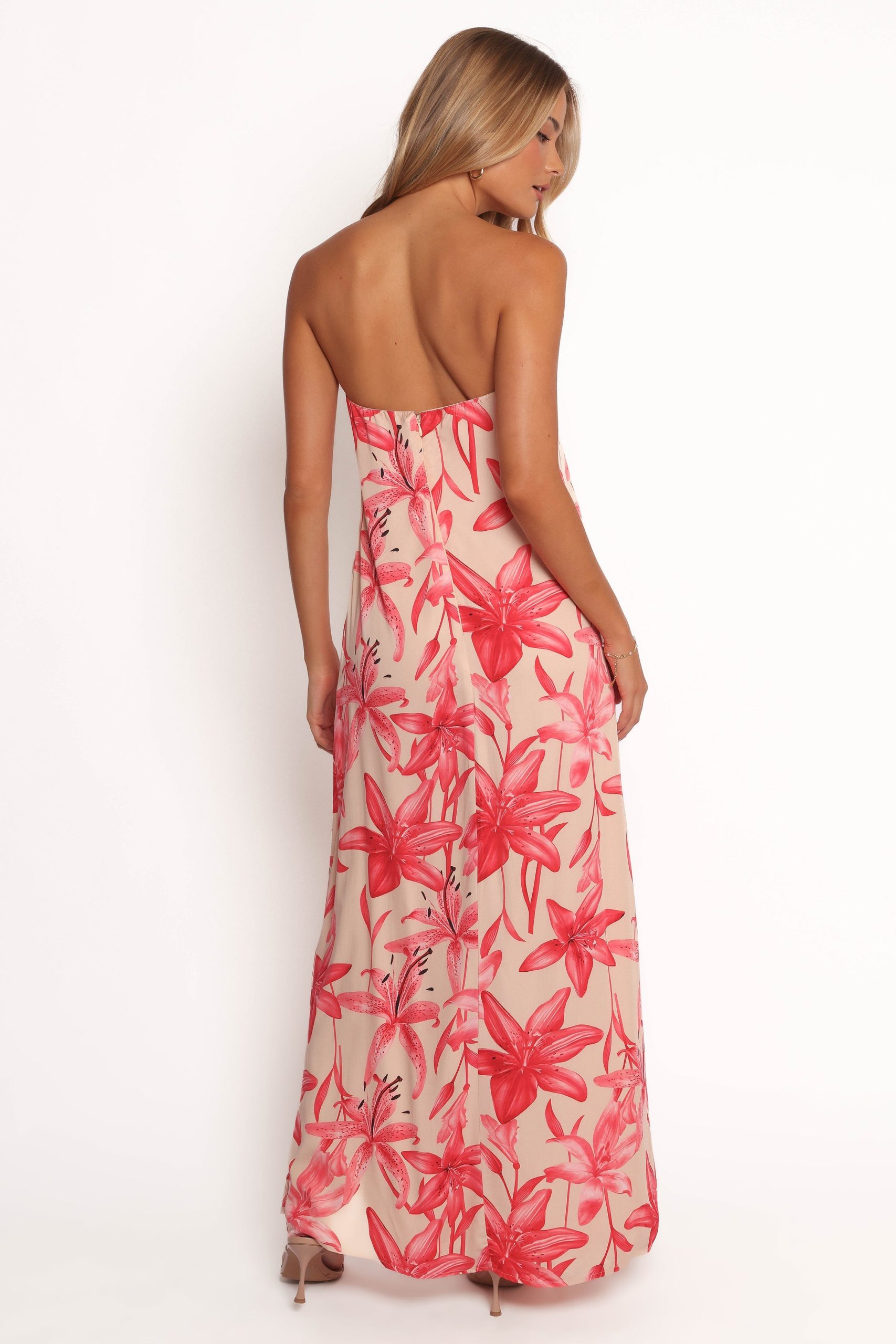 Lani A Line Strapless Maxi Dress - Pink Floral - Image 4
