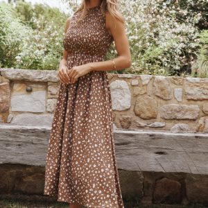 Lanna Maxi Dress - Brown Floral