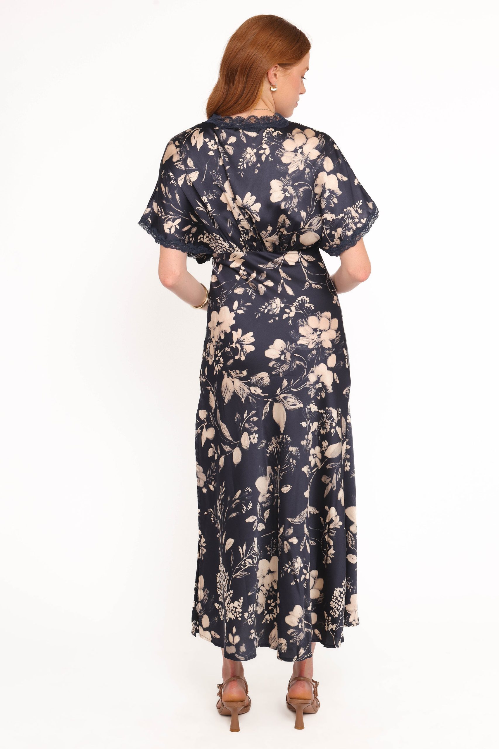 Laurent Midi Dress - Navy Cream Floral - Image 4
