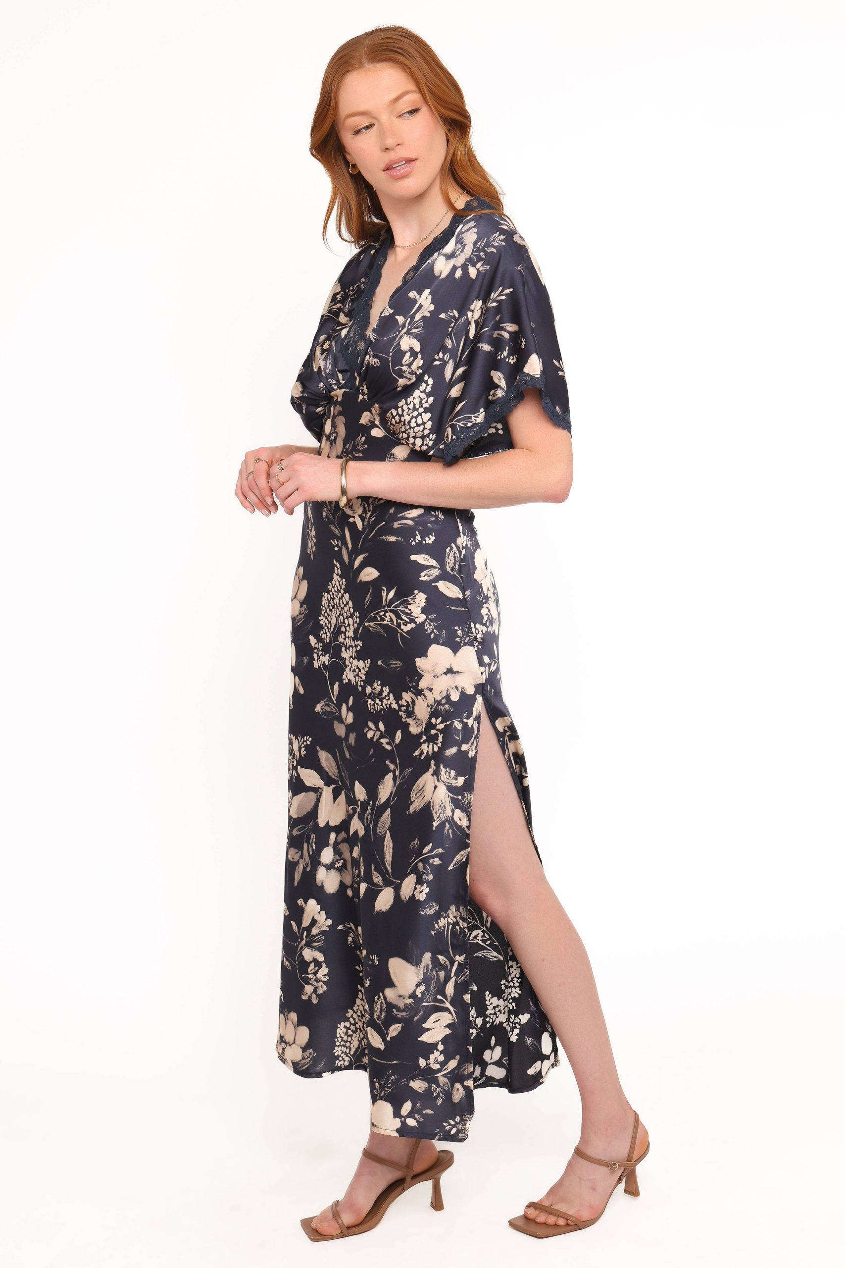 Laurent Midi Dress - Navy Cream Floral - Image 3