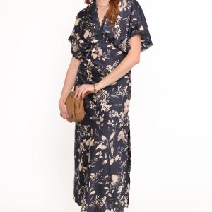 Laurent Midi Dress - Navy Cream Floral
